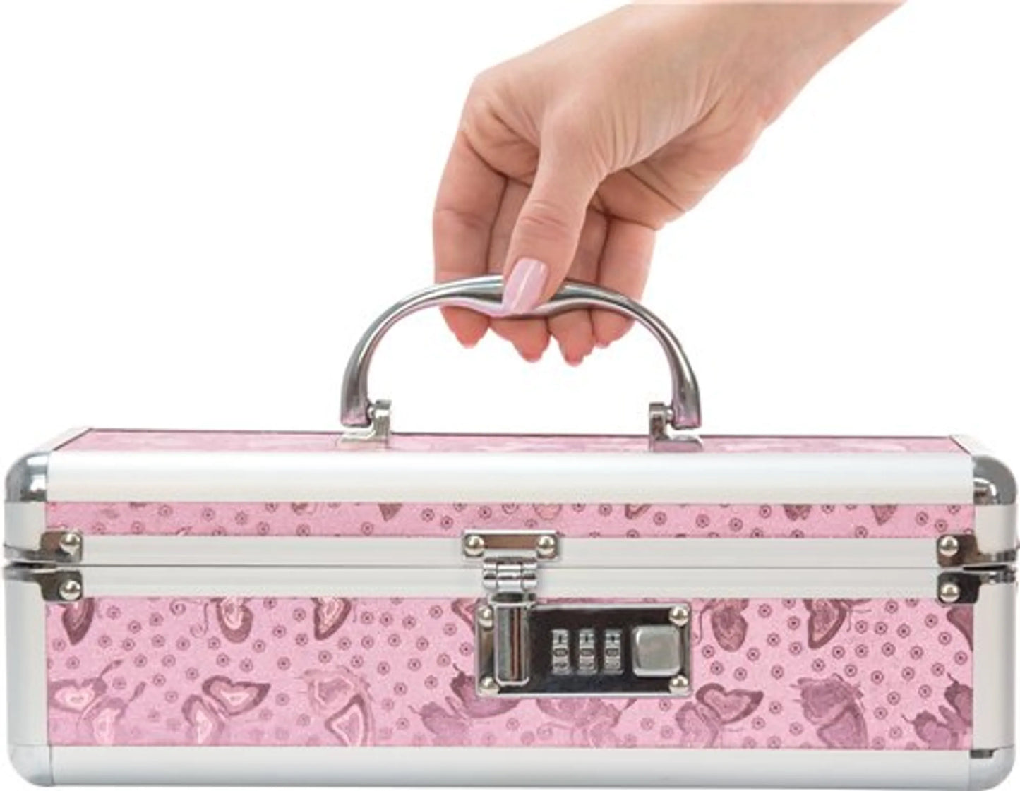 Guarda Tus Travesuras (Caja para vibradores pequeña con cerradura, color rosa)