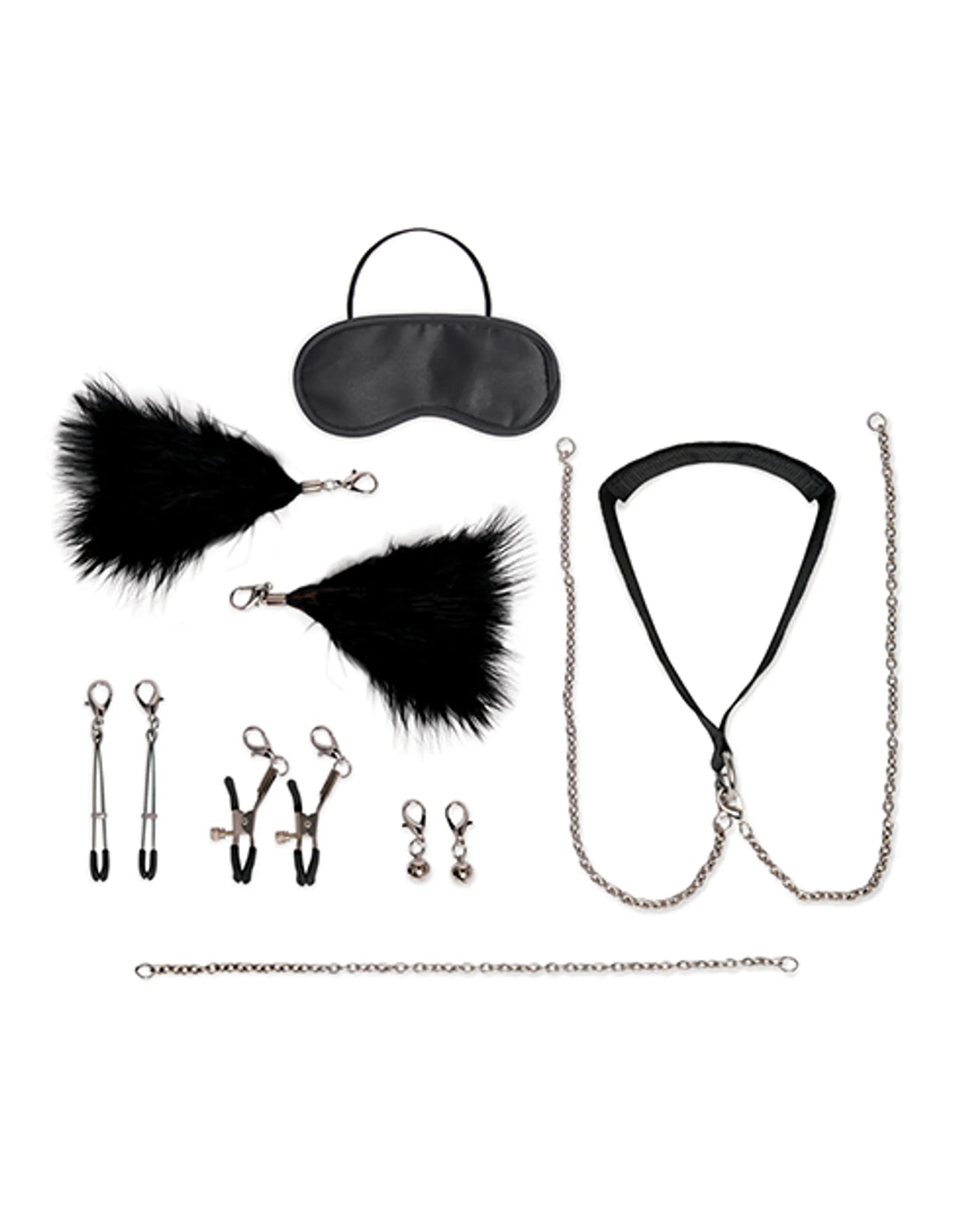 Pezonera ardiente Guiterras - Felton (Cuando te las enganchas sales de cirulacion) (Set de 12 piezas Lux Fetish – Collar y pinzas para pezones)