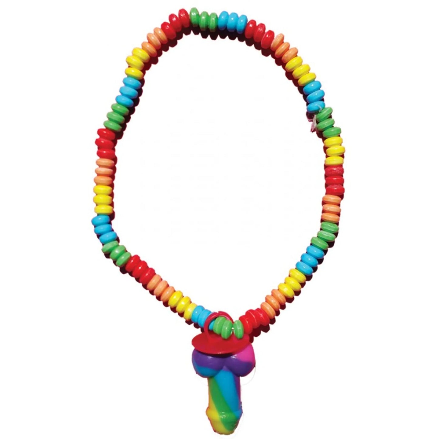 Dulce Tentación Colgante (Collar de Caramelos en Forma de Pene Arcoíris)