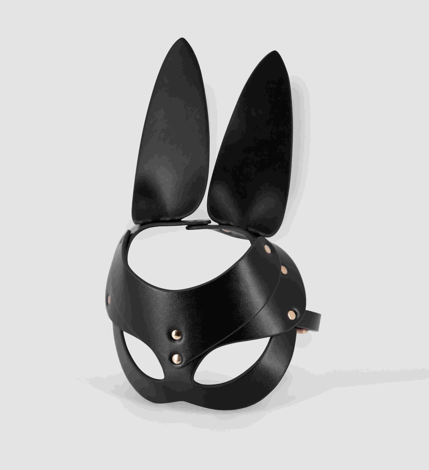 Bad Bunny (Máscara de Conejo de Cuero PU Negra, Talla Única)