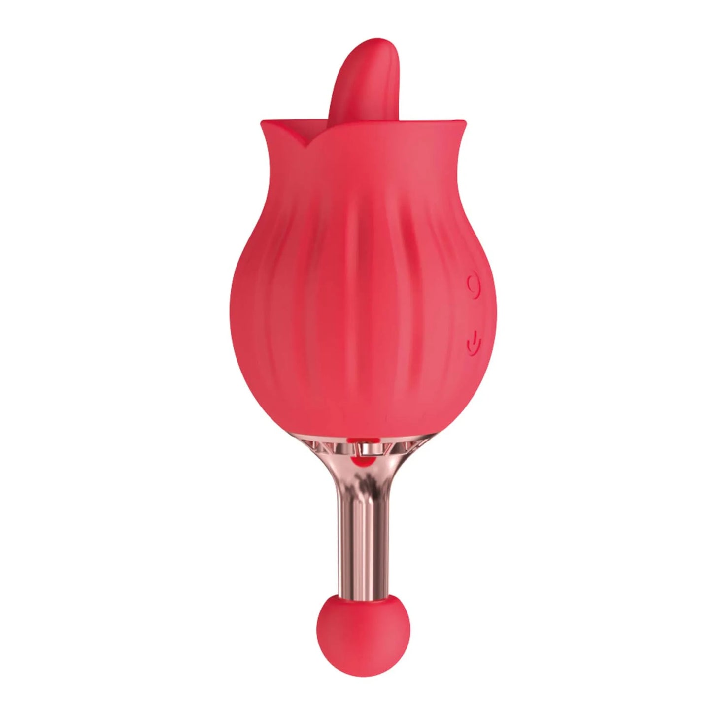 Dame tu jugo de princesa (Clit-Tastic Rose Bud Masajeador Dual Rojo)