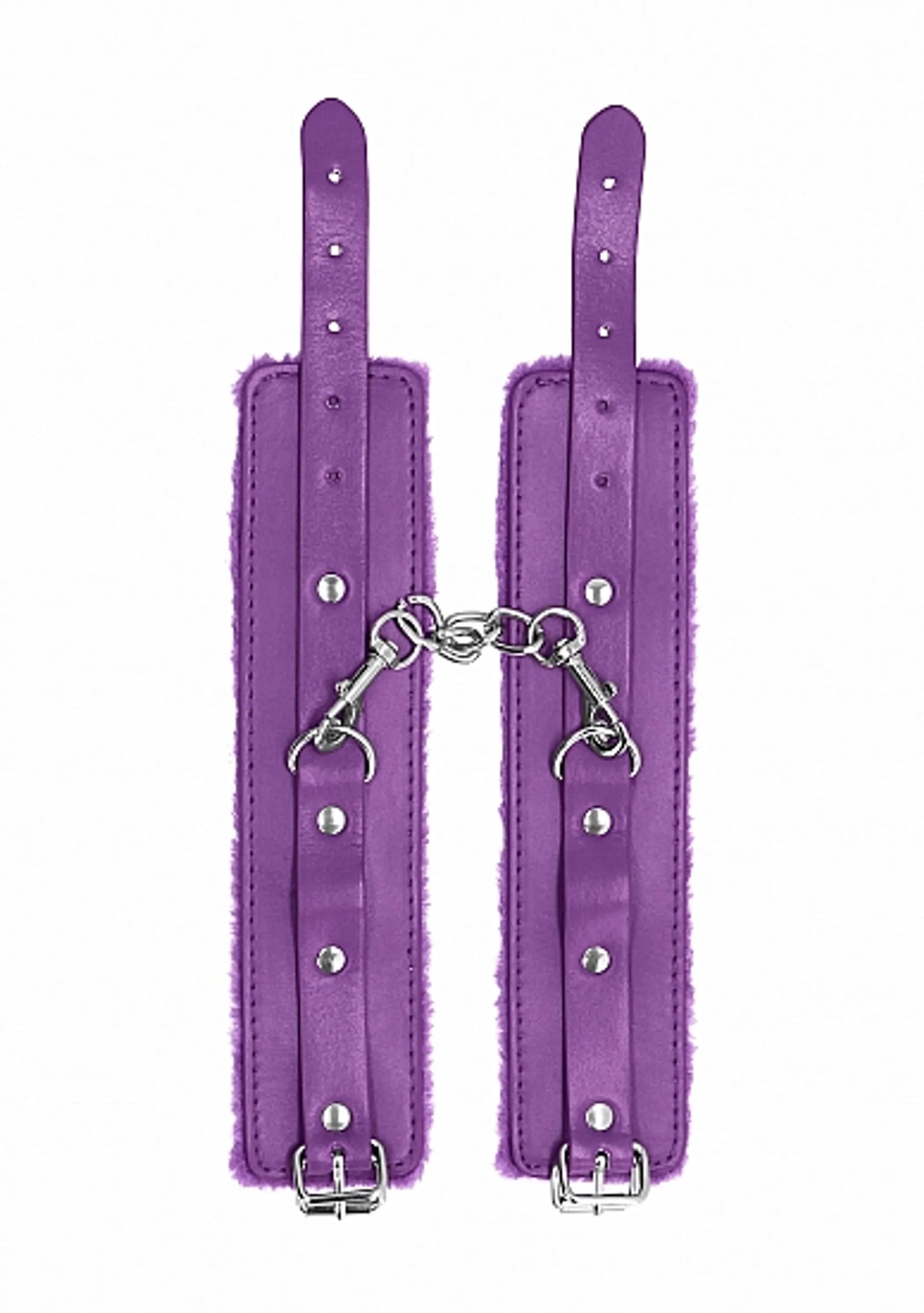OUCH! PLUSH LEATHER HANDCUFFS PURPLE