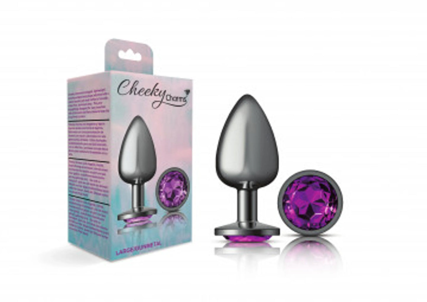 CHEEKY CHARMS ROUND PURPLE LARGE GUNMETAL BUTT PLUG