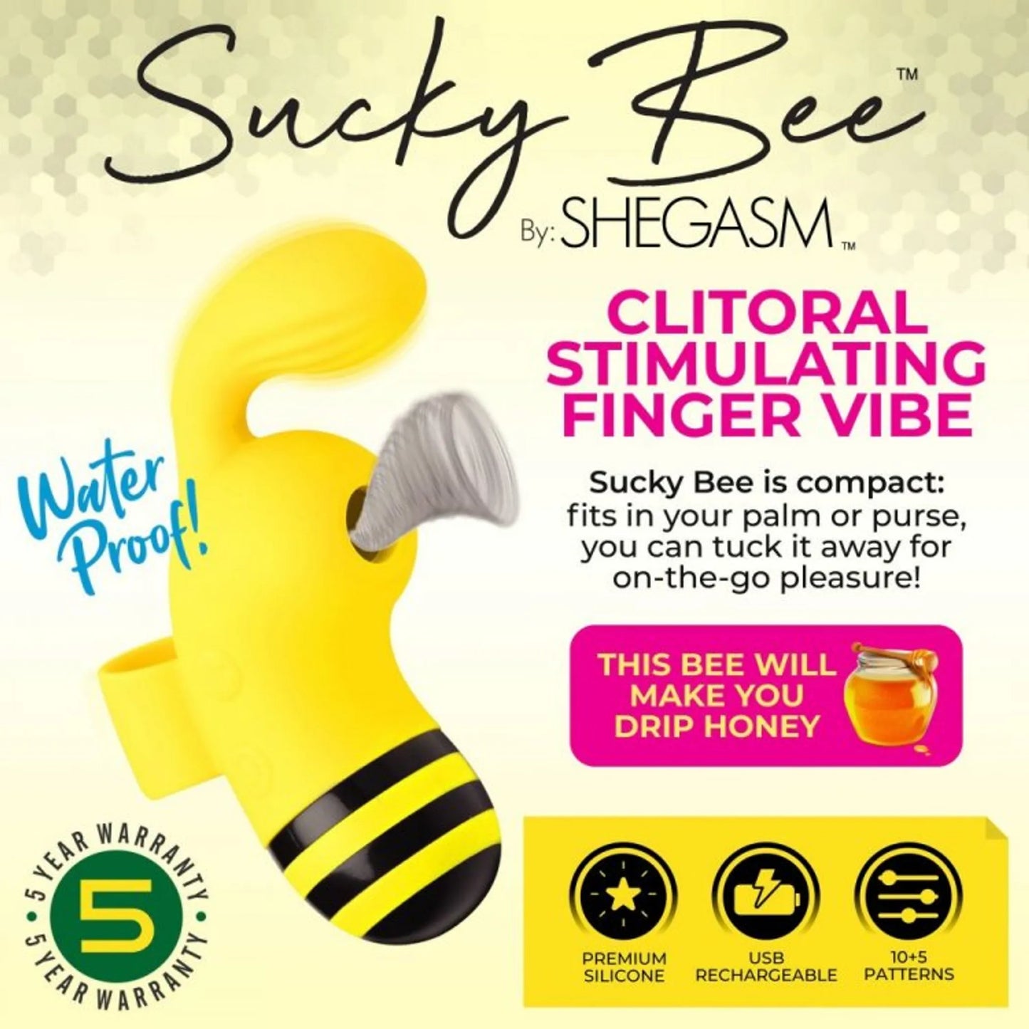 La Colmenita Hot (Shegasm Sucky Bee – Vibrador de dedo estimulador de clítoris)