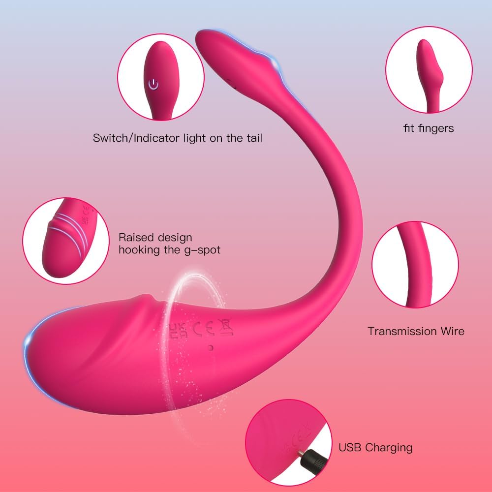 Ciber Orgasmo (Vibrador tipo huevo para Punto G, portátil y usable, con control por aplicación. Estimulador de bragas vibradoras, dildo, juguete sexual con 4 modos, resistente al agua, masajeador prostático y estimulador vaginal para parejas)