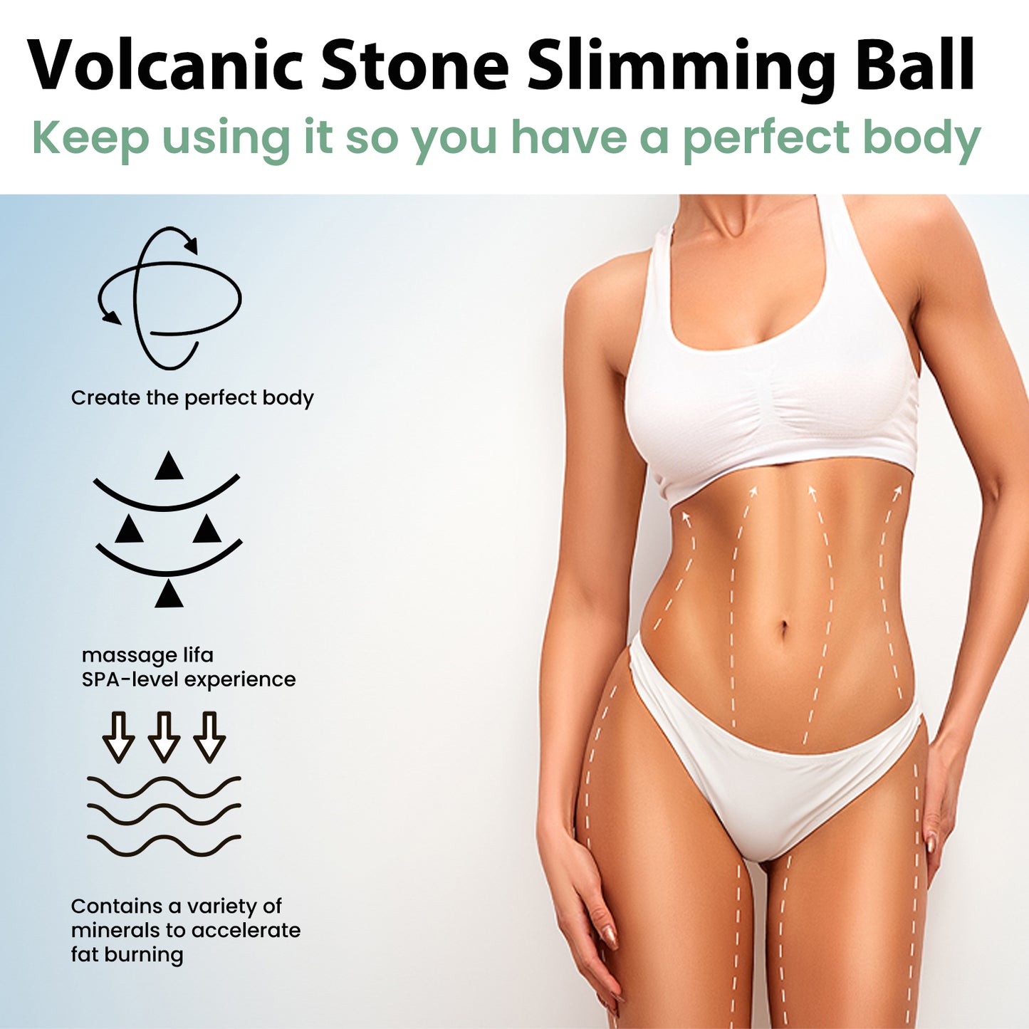Bola Moldeadora de Cuerpo de Piedra Volcánica EELHOE: Masajea el cuerpo para levantar los músculos y reafirmar el abdomen. Bola de belleza reductora.(Rosate)
