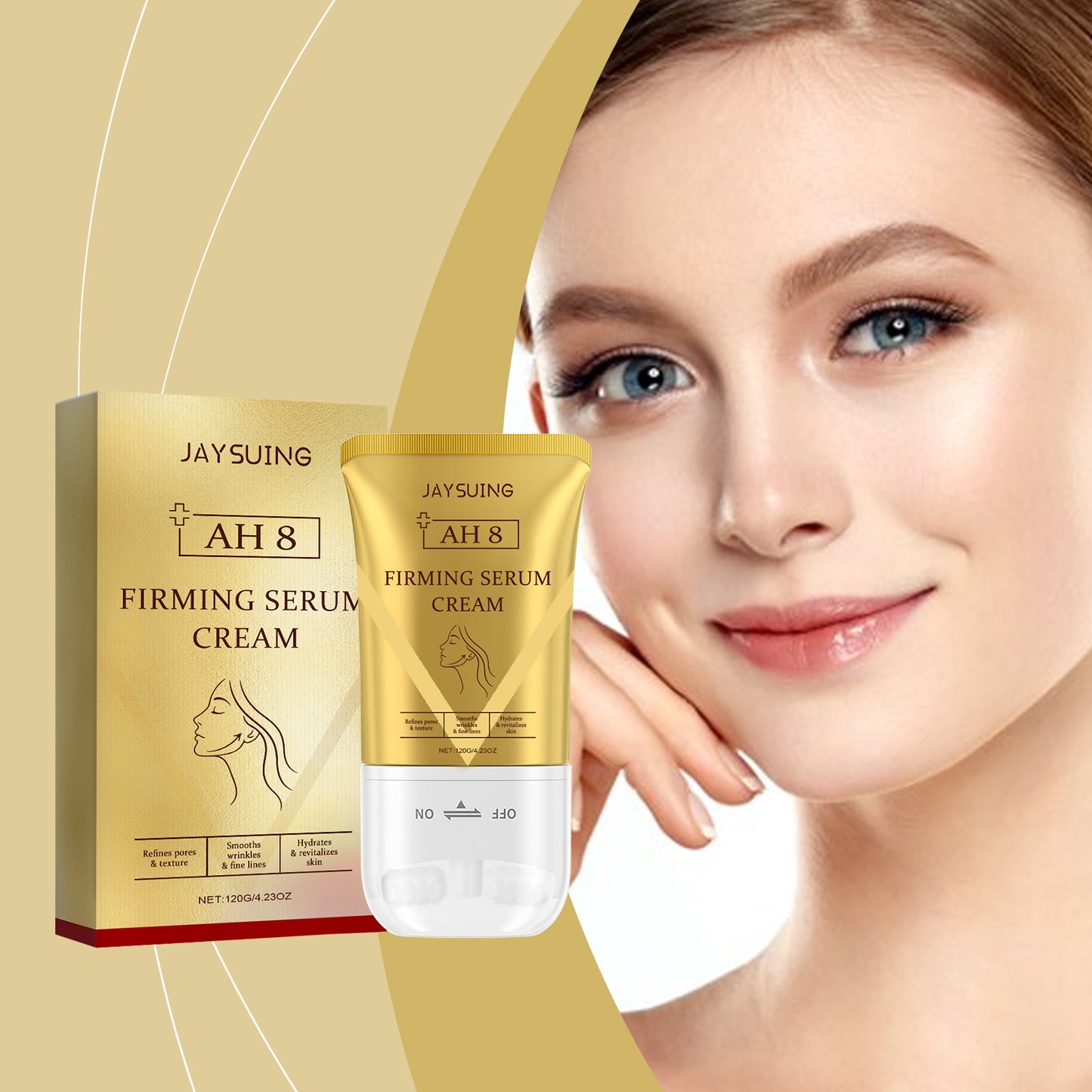 Jaysuing Crema en Rollo Reafirmante, Hidrata la Piel, Atenúa las Líneas Finas y Humecta, Crema en Rollo para Masaje Diario de Cuidado de la Piel(Secreto de Firmeza)