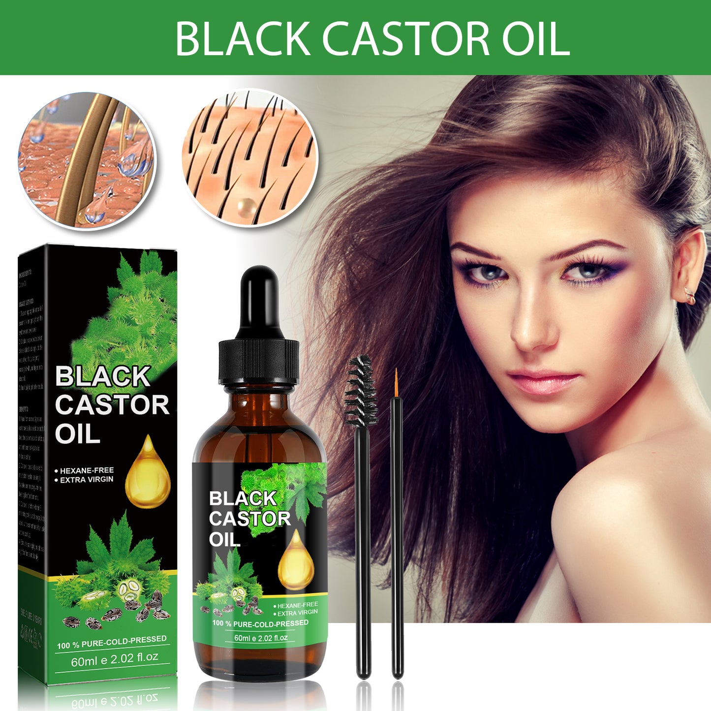 Acondicionador Capilar de Aceite de Ricino OUHOE: Nutre las raíces del cabello, suaviza el cabello y previene la caída.(Brillo Íntimo)