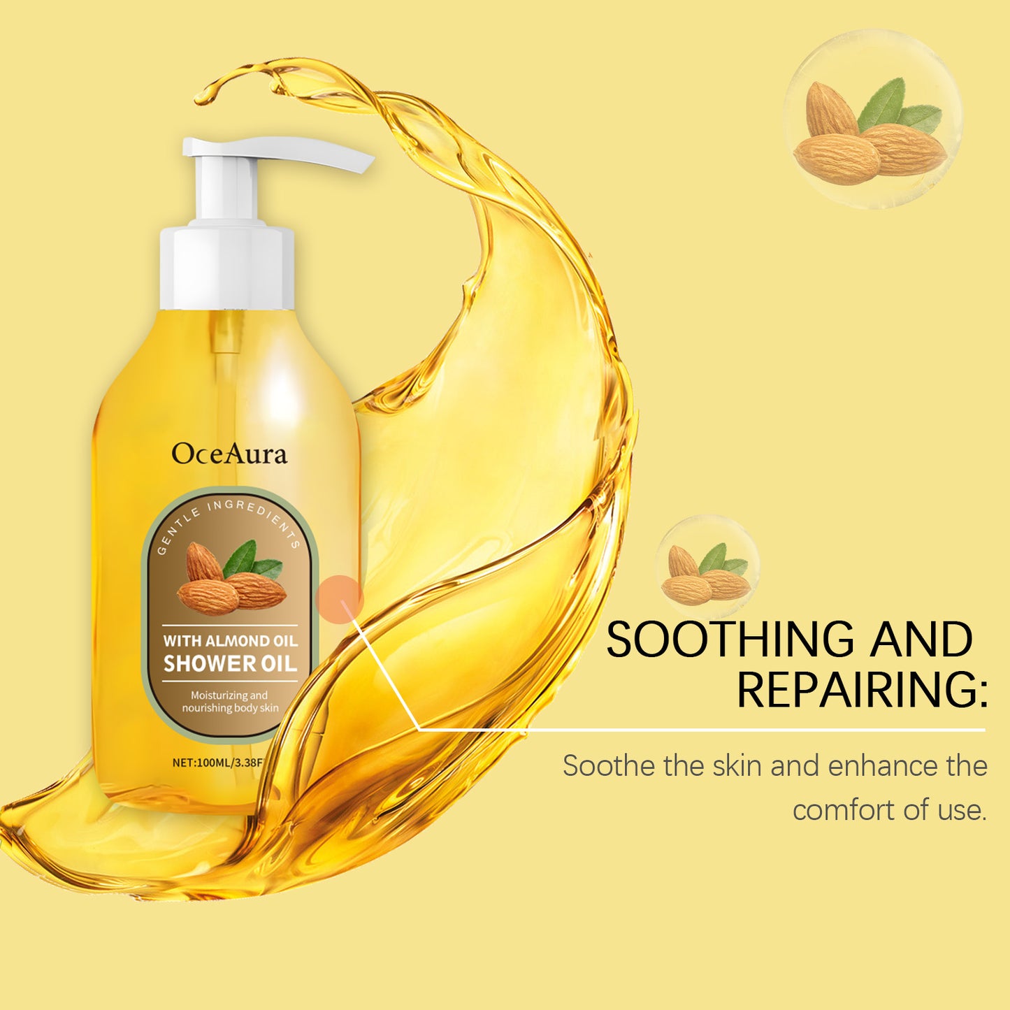 Aceite de Baño con Aceite de Coco OceAura: Limpieza suave de la piel del cuerpo, hidratante, suave y nutritivo.(Sensualidad Líquida)