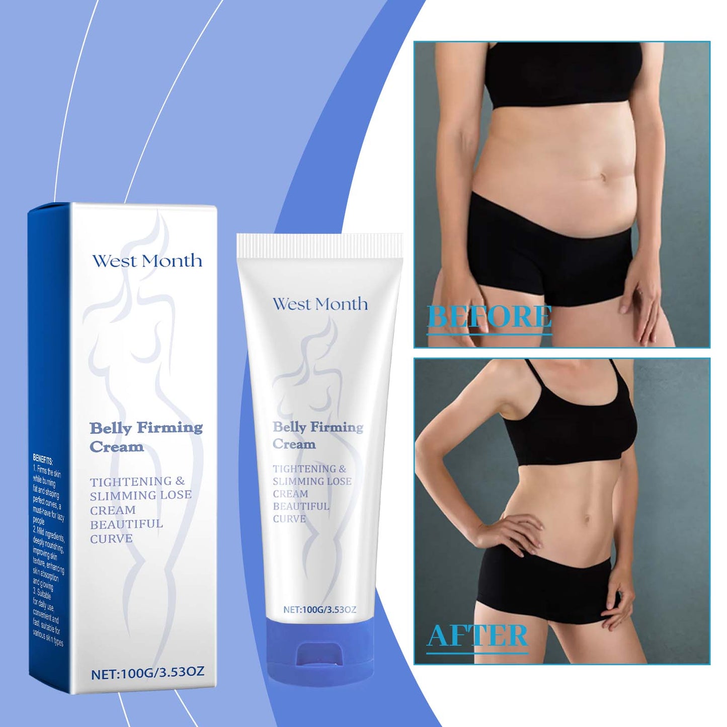 West&Month Body Firming Lactic Acid, Firming Light Skin Shape Body Sculpting Daily Lazy Body Care Cream