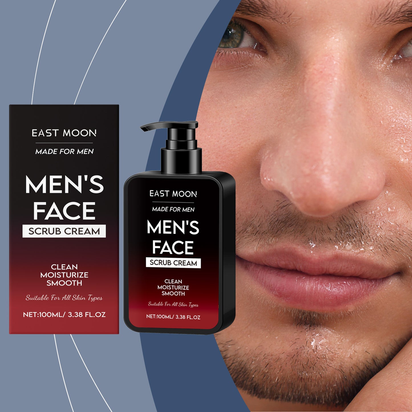 Exfoliante Control de Aceite para Hombres East Moon: Limpia suavemente la piel del rostro con un exfoliante refrescante y humectante que controla el exceso de grasa.(Belleza al tacto)