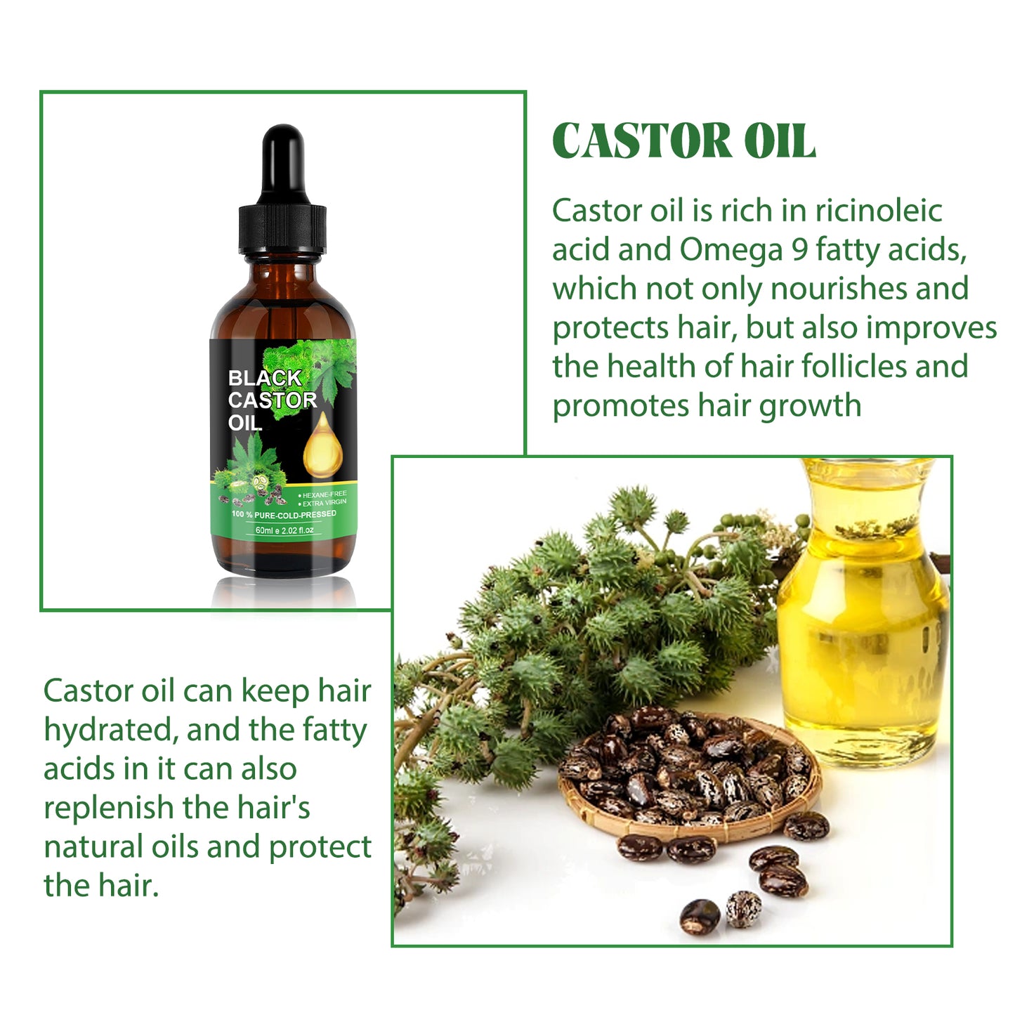 Acondicionador Capilar de Aceite de Ricino OUHOE: Nutre las raíces del cabello, suaviza el cabello y previene la caída.(Brillo Íntimo)