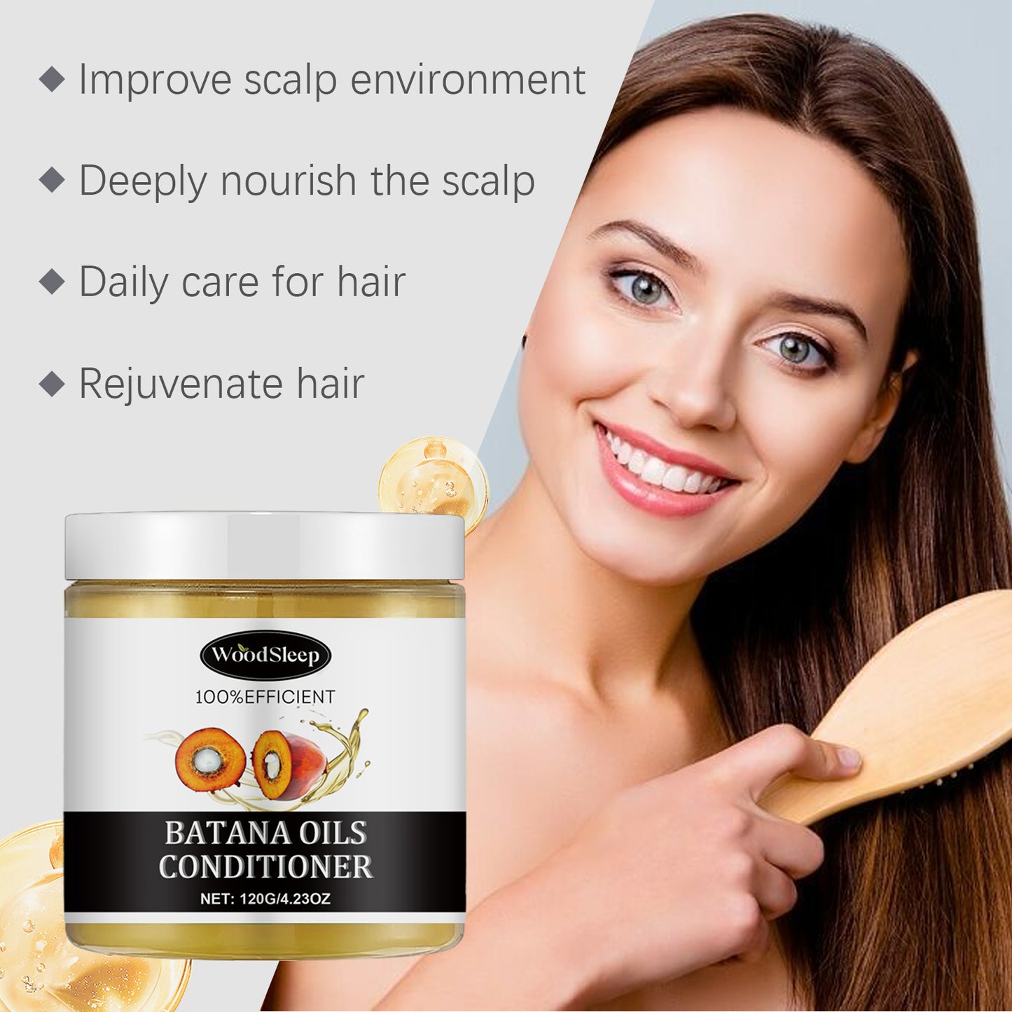 WoodSleep Batana Oil Conditioner Moisturizes Hair Strands Soft Light Smooth Moisturizing Conditioner