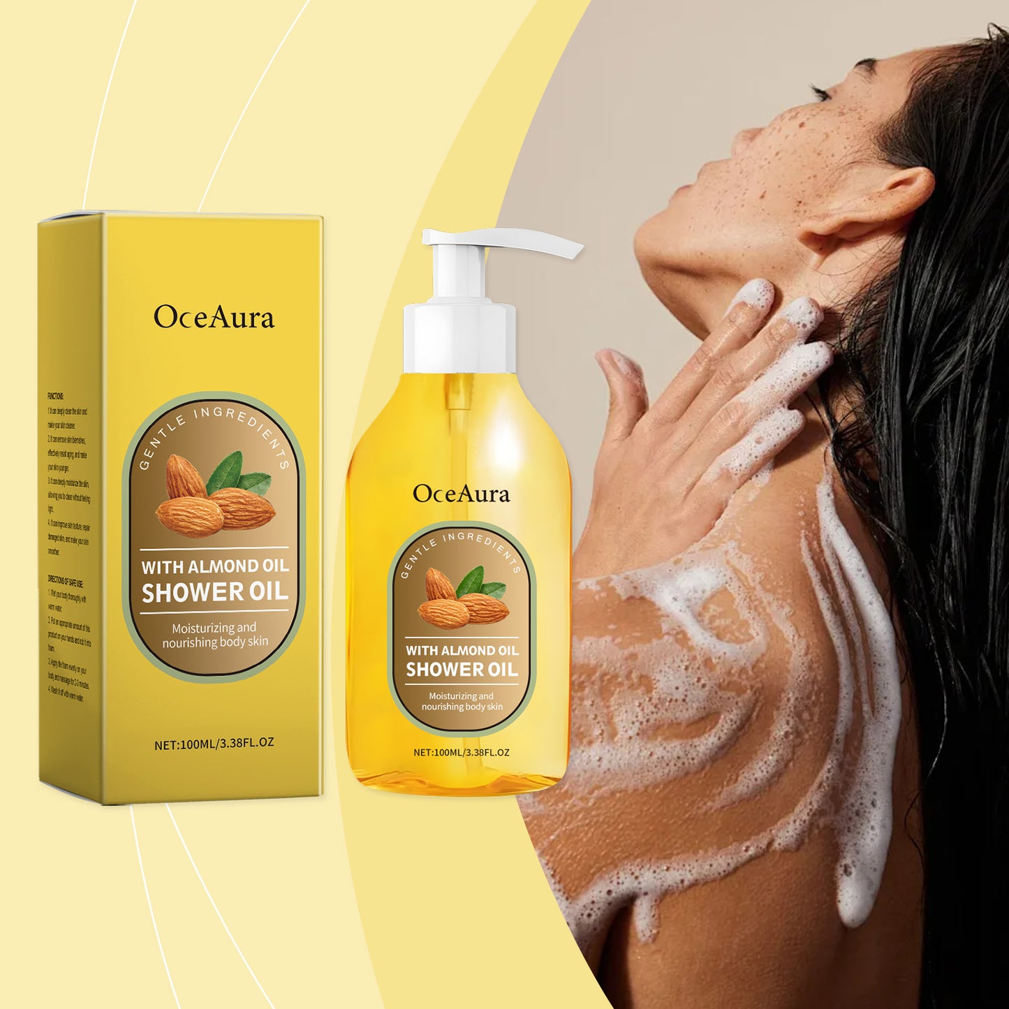 Aceite de Baño con Aceite de Coco OceAura: Limpieza suave de la piel del cuerpo, hidratante, suave y nutritivo.(Sensualidad Líquida)