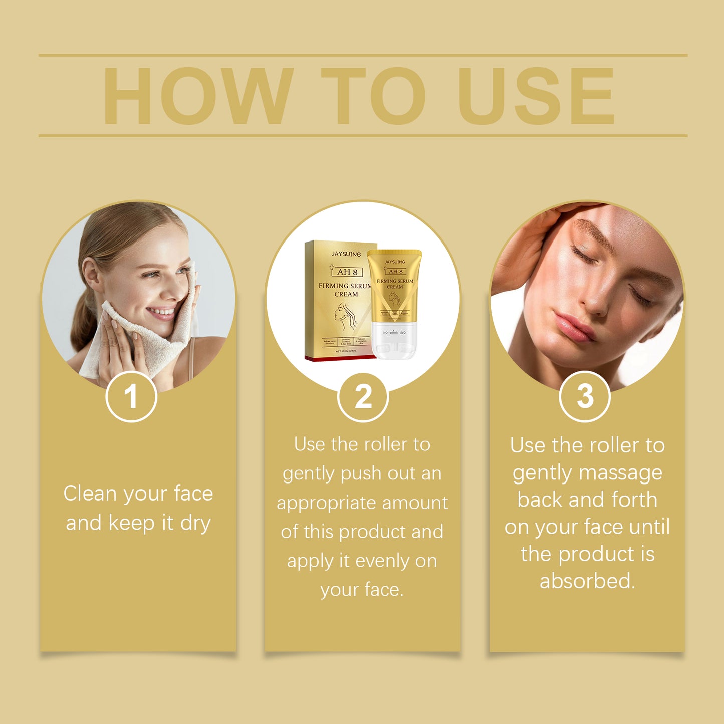 Jaysuing Crema en Rollo Reafirmante, Hidrata la Piel, Atenúa las Líneas Finas y Humecta, Crema en Rollo para Masaje Diario de Cuidado de la Piel(Secreto de Firmeza)