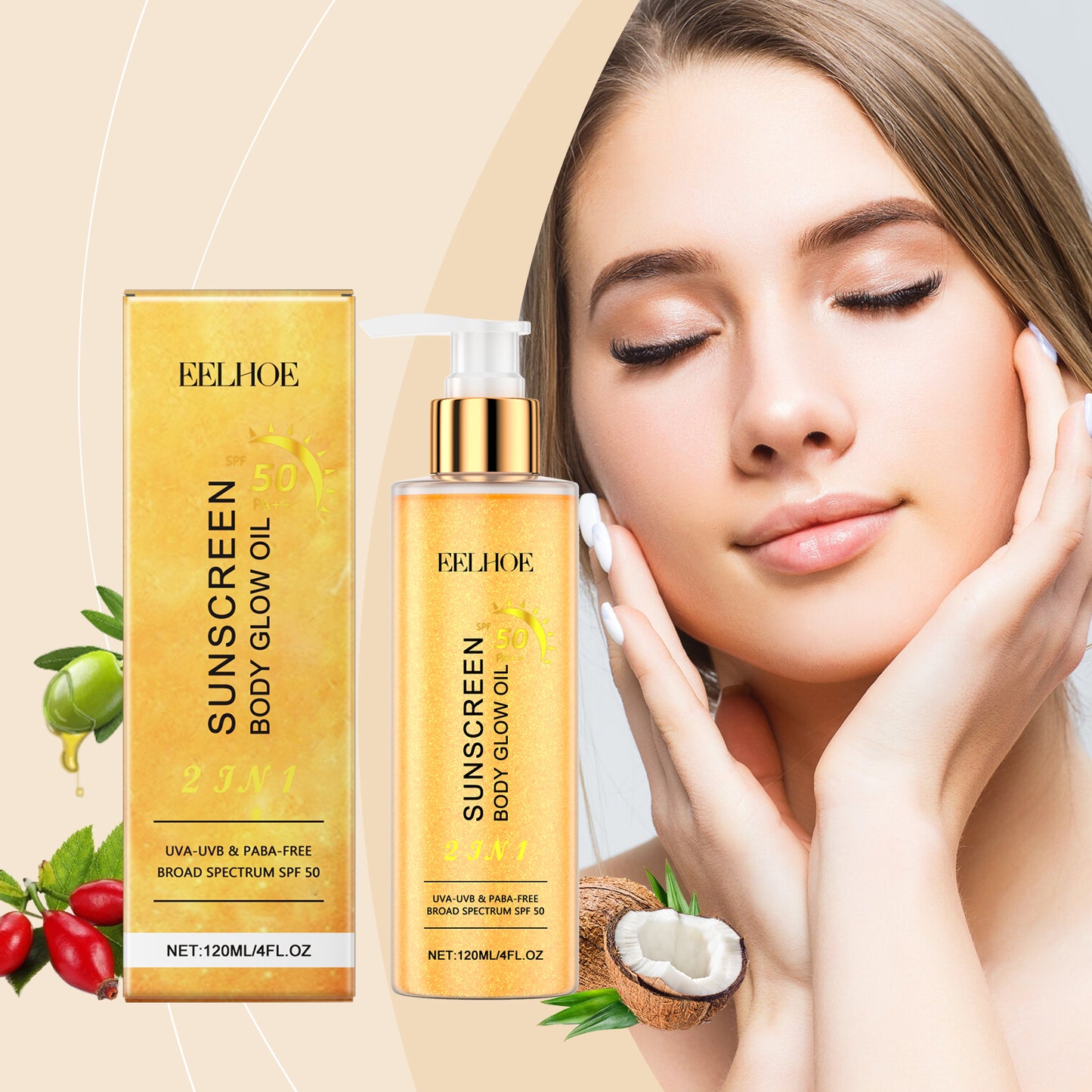 EELHOE Gold Protective Body Glow Oil Body Face Moisturizing Radiance Uv Isolation Treatment