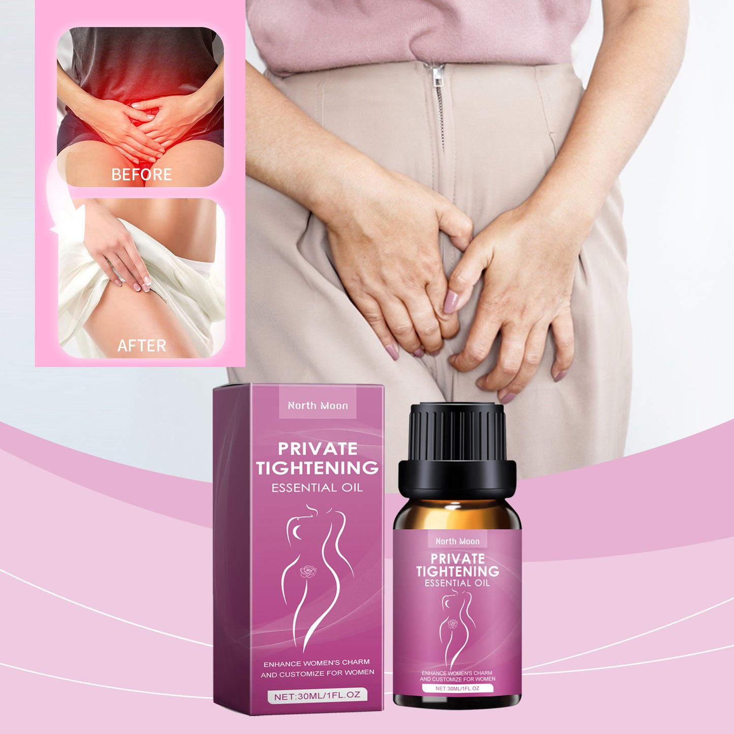 Private Tightening Essential Oil, Postpartum Repair Female Genitalia Firming Maintenance Moisturizing Powdery Massage Care Essential Oil