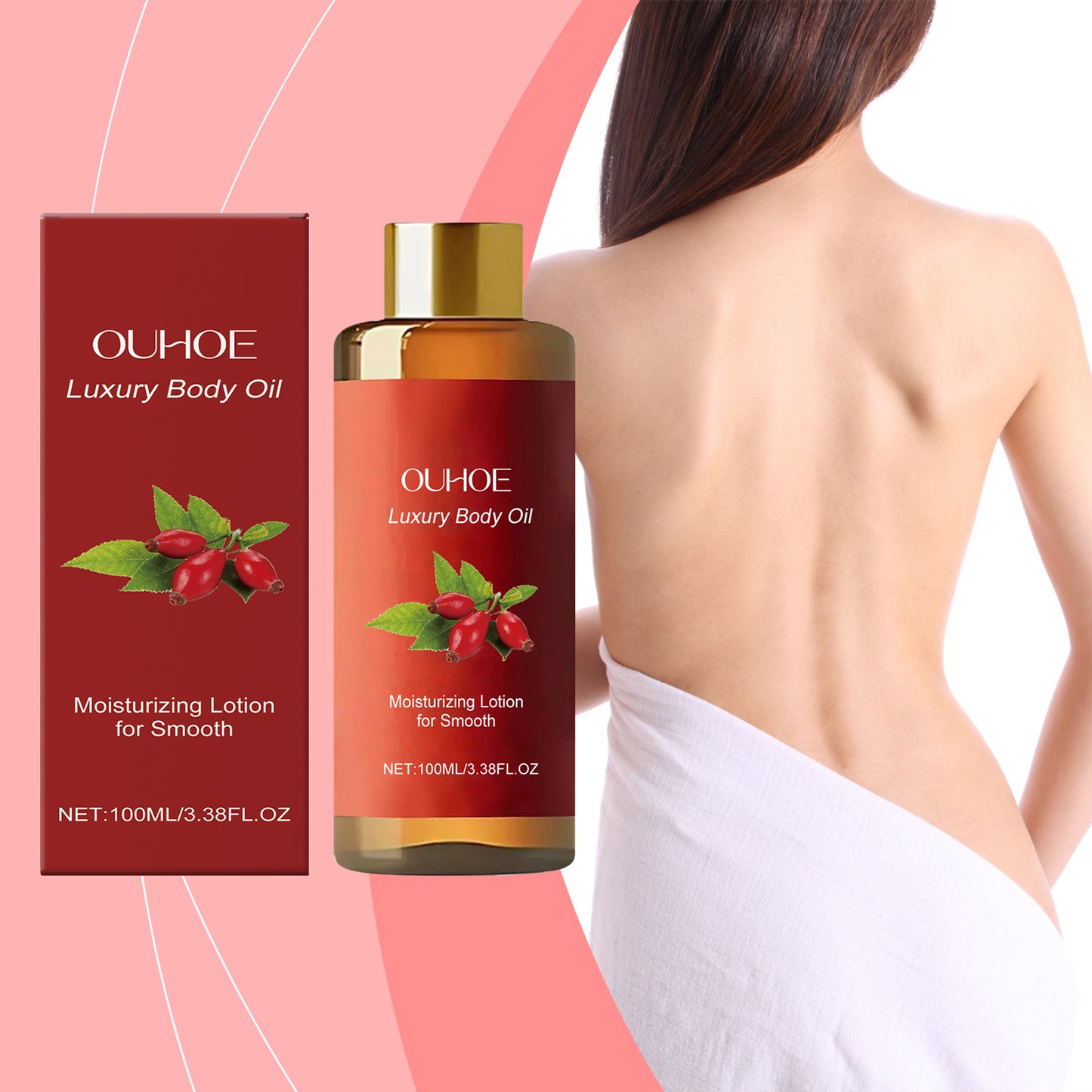 OUHOE Aceite Corporal Hidratante, Nutre Diariamente y Mejora la Elasticidad de la Piel, Reafirmante, Hidratante y Humectante Aceite Esencial para el Cuidado Corporal (Luz de Piel)