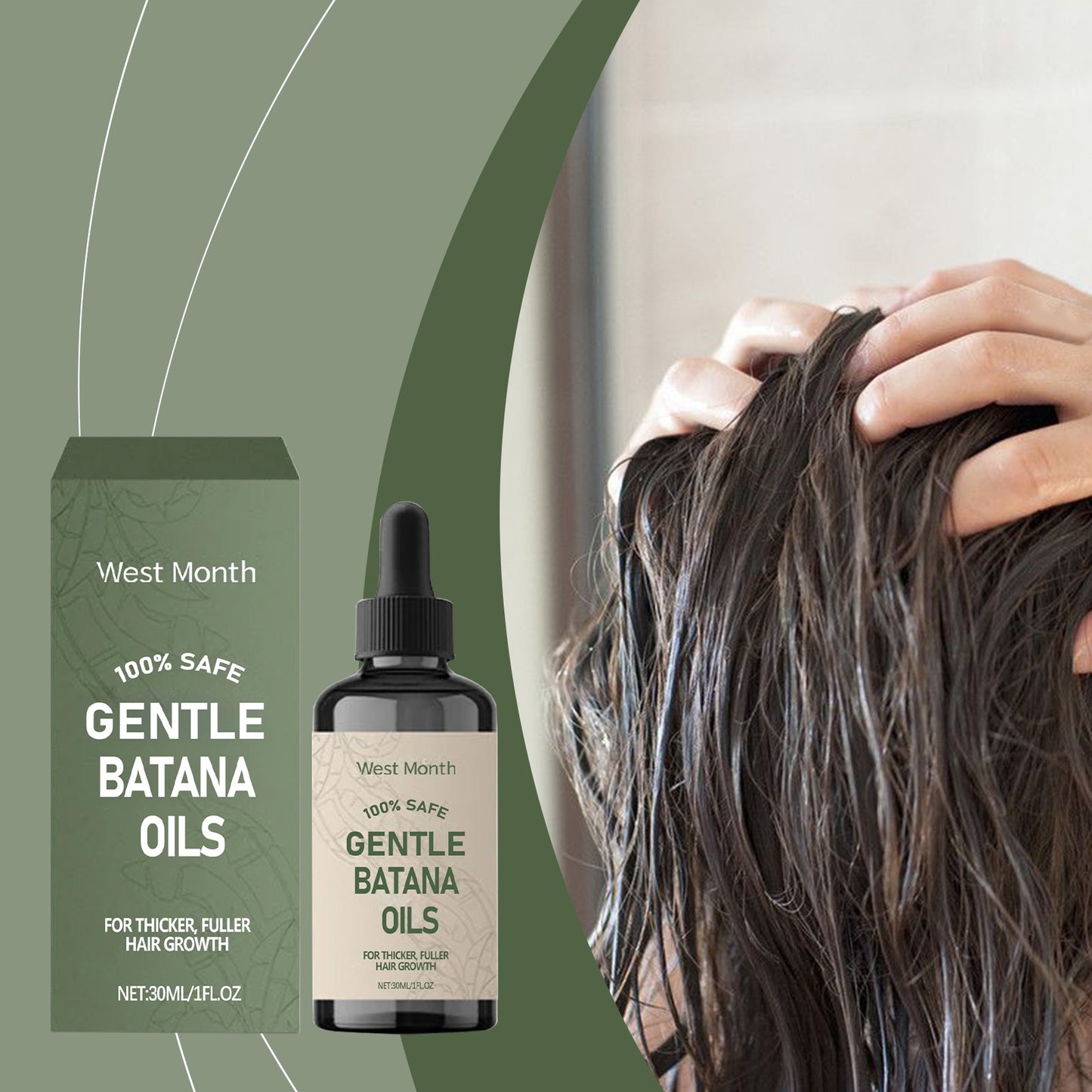 Aceite Esencial para el Cuidado del Cabello Batana West & Month: Nutre suavemente el cabello y lo ilumina.(Elixir Luminoso)