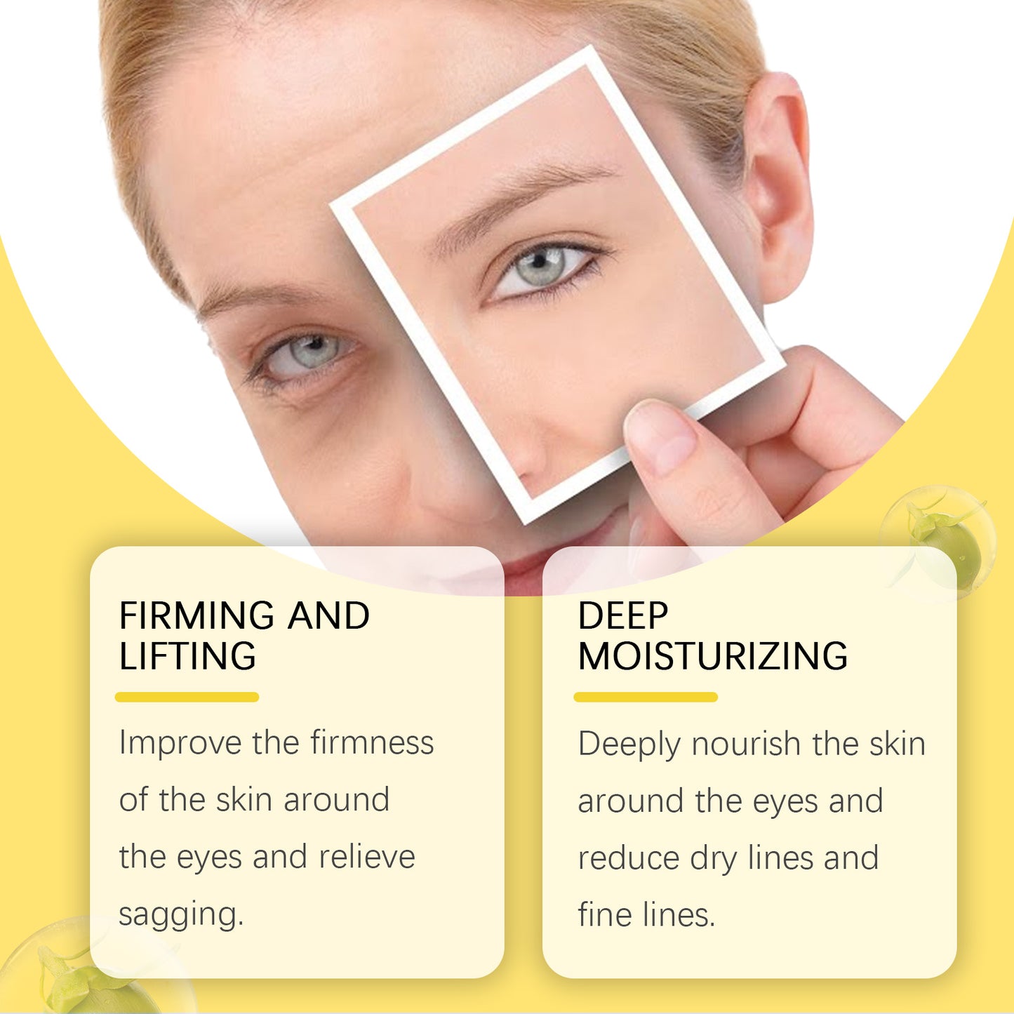 Esencia para ojos OUHOE: Esencia reafirmante para ojos, hidratante y humectante. Tratamiento diario de masaje para la piel alrededor de los ojos.(Despierta Tu Mirad)