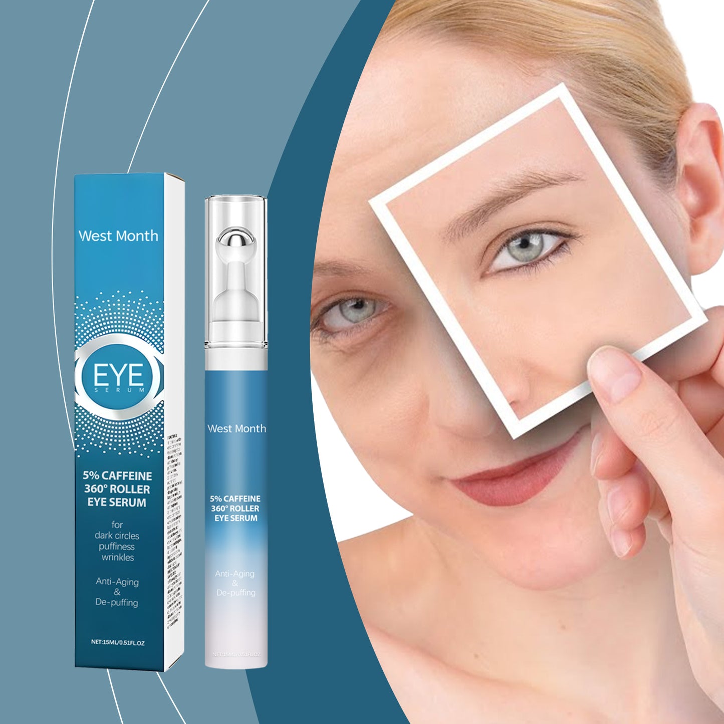 Crema Hidratante para Ojos West & Month: Hidrata la piel, reduce líneas y aporta luminosidad. Crema de masaje para el cuidado del contorno de ojos.(Mirada Radiante)
