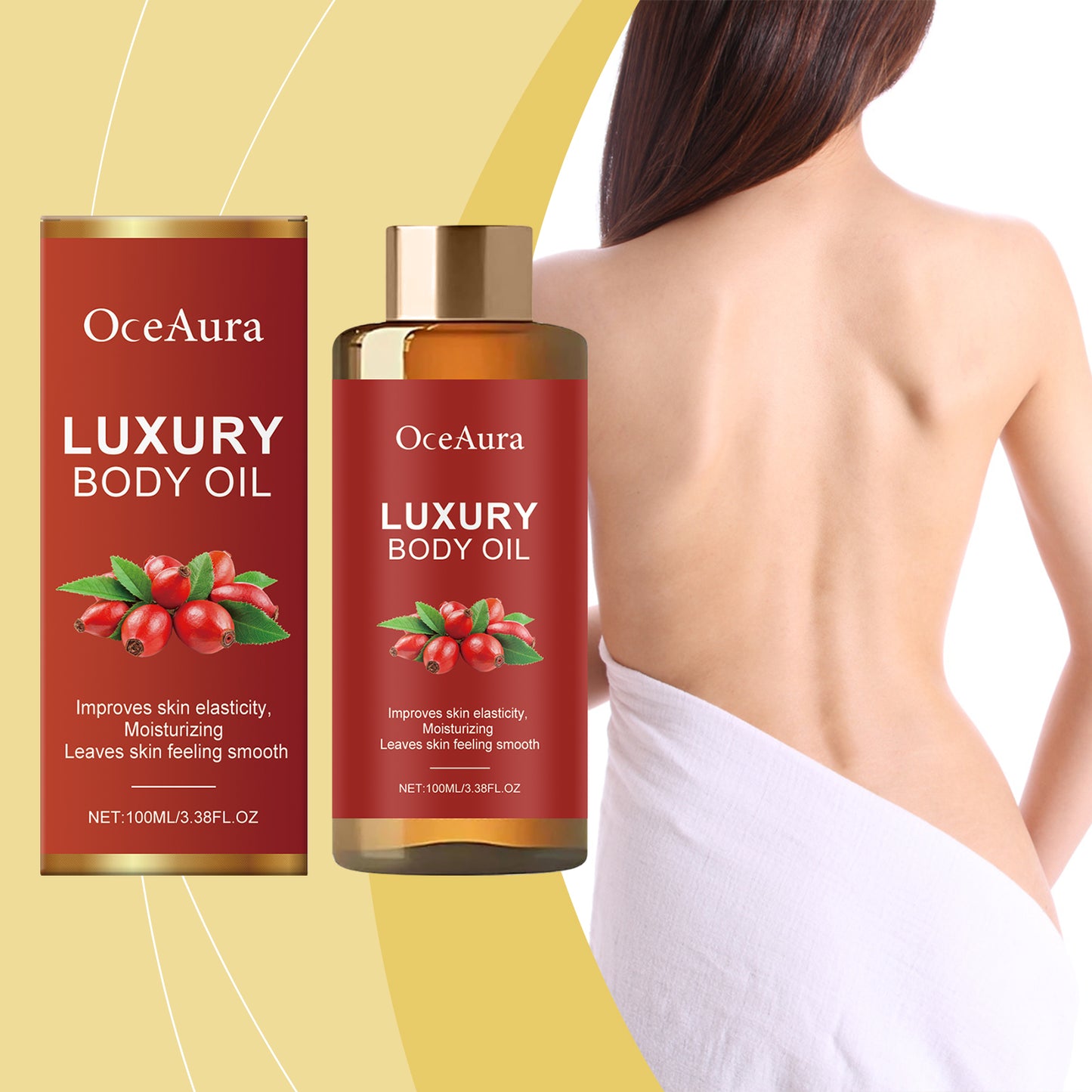 Aceite Corporal Hidratante OceAura – Hidrata y mejora la elasticidad de la piel. Aceite esencial para el cuidado corporal diario. (Olas de Seducción)