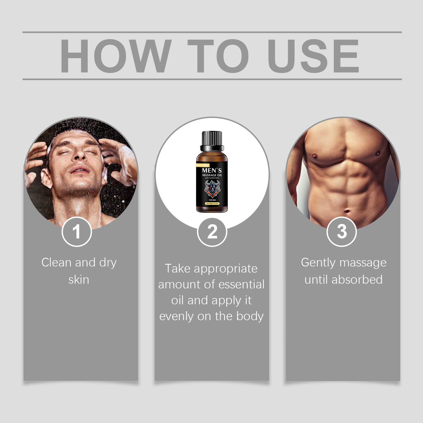 North Moon Men's Massage Oil Men's Body Moisturizing Topical Massage Skin Care Essential Oil