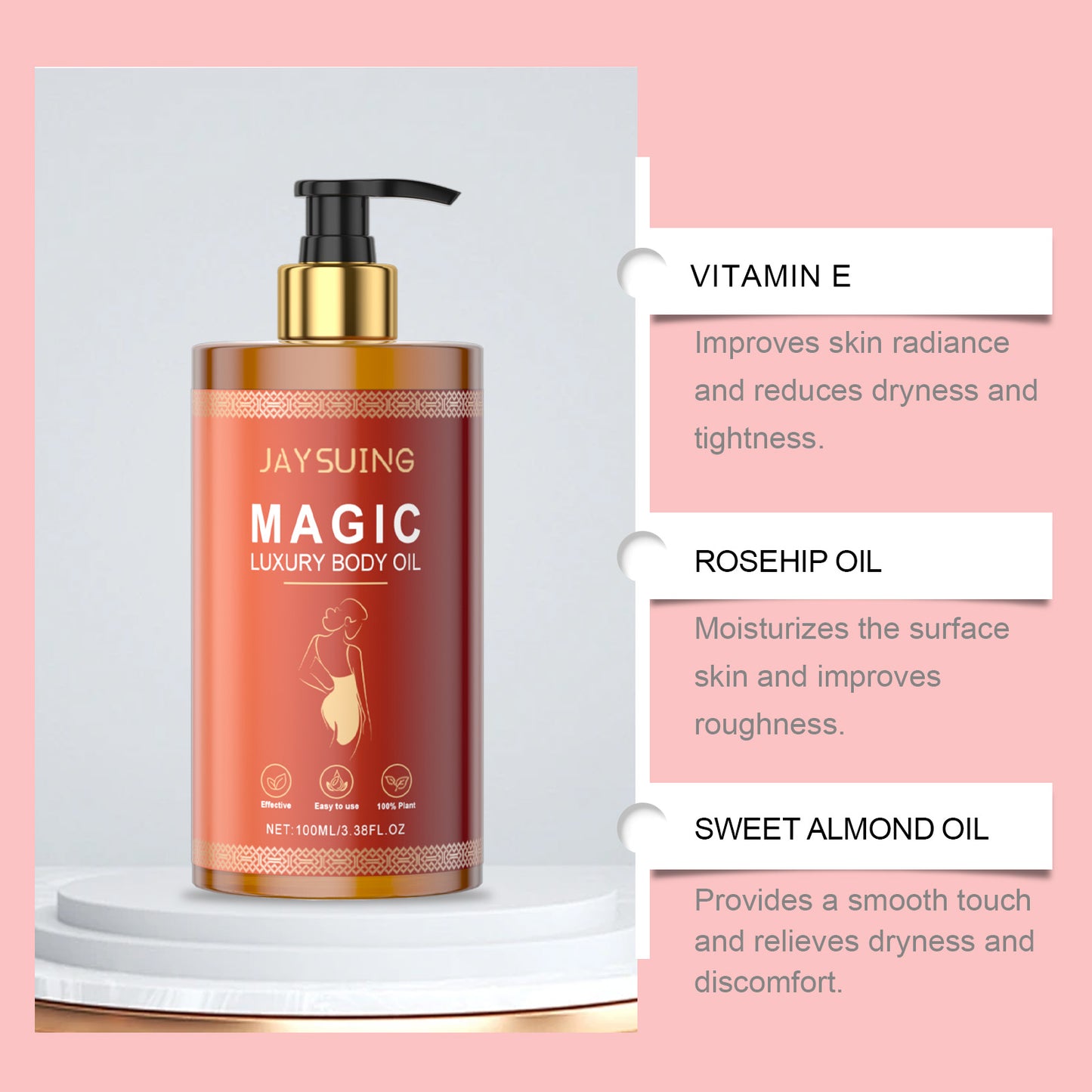 Jaysuing The Firming And Nourishing Body Oil, Gently Moisturizes The Skin All Over The Body On A Daily Basis And Is An Essential Oil For Body Massage And Care