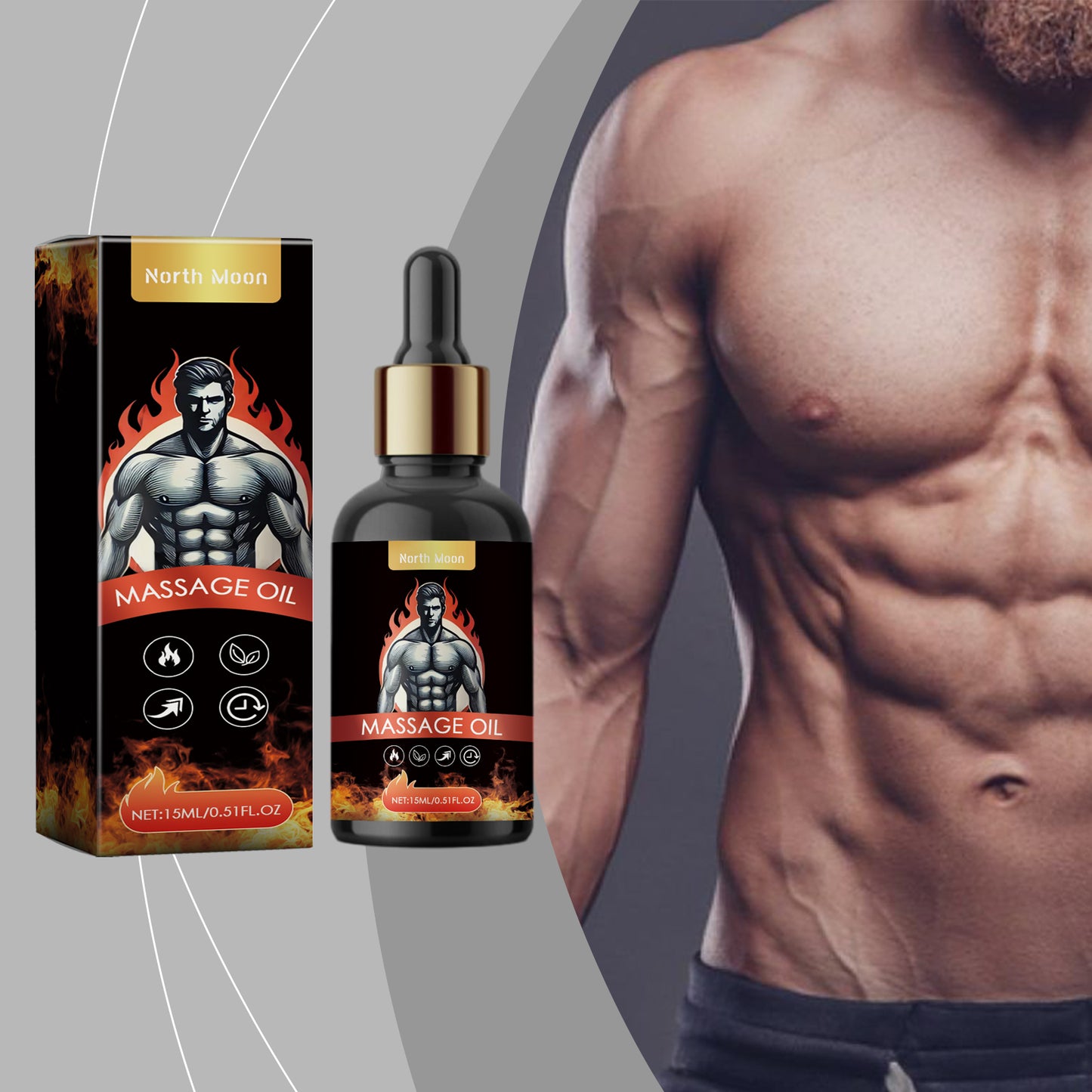 North Moon Men's Massage Oil Men's Body Moisturizes Skin Topical Body Care Massage Oil