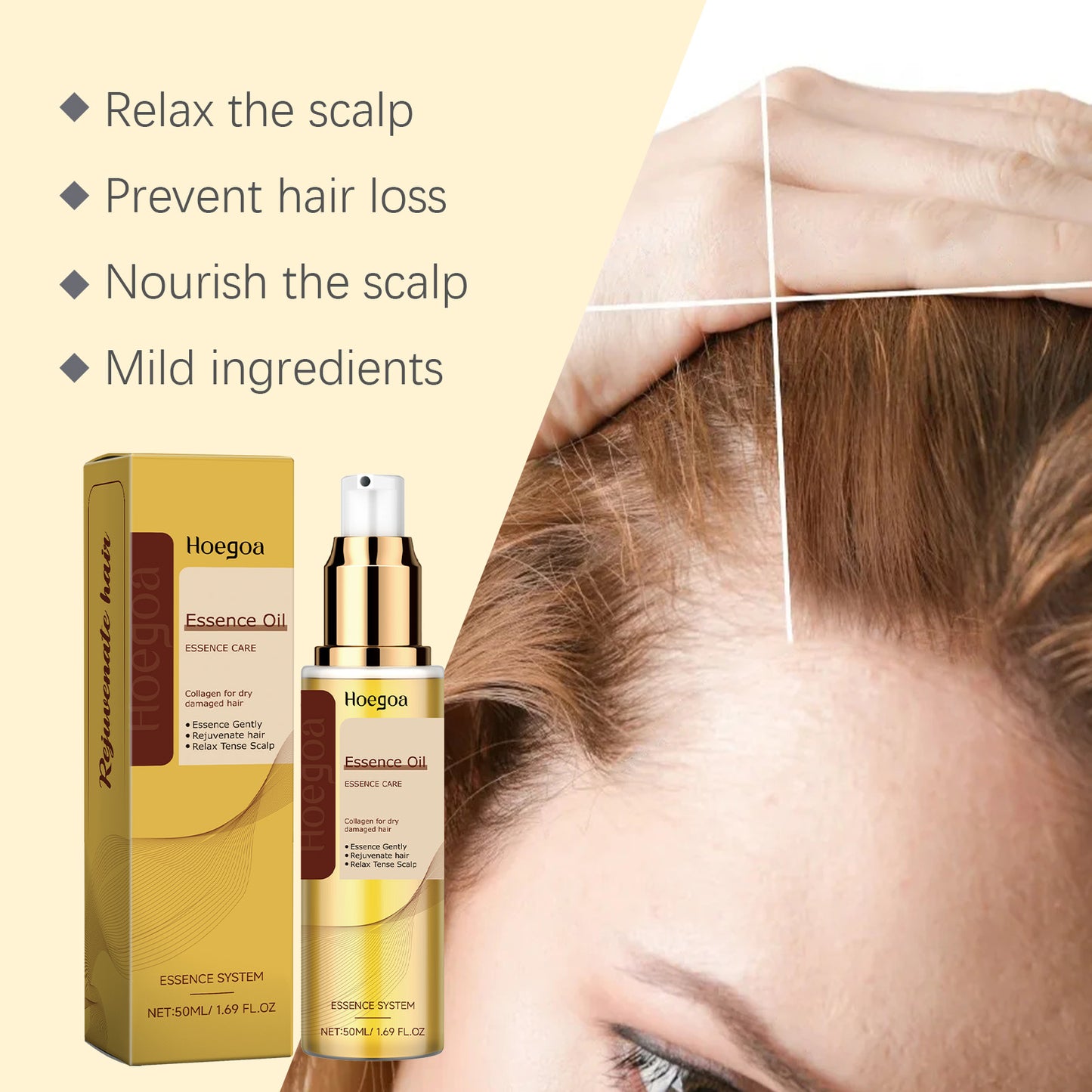 Hoegoa Plant Extract Hair Care Essential Oil Soft Luster, Non-Greasy Gentle Repair Scalp Hair Luster Nourishing Oil
