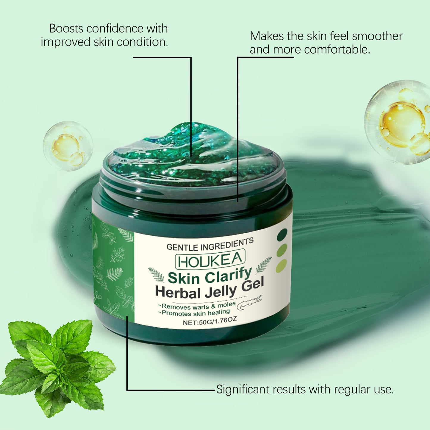 Houkea Skin Care Gel, Gently Cleanses And Improves The Skin On The Face And All Over The Body. It Is A Daily Brightening Gel
