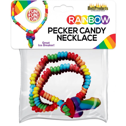 Dulce Tentación Colgante (Collar de Caramelos en Forma de Pene Arcoíris)