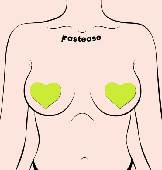 Échame Luz, Corazón (Pasties en Forma de Corazón que Brillan en la Oscuridad – Neón Amarillo)