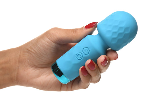 Azul Travieso (Mini varita de masaje de silicona azul, potente y compacta.)