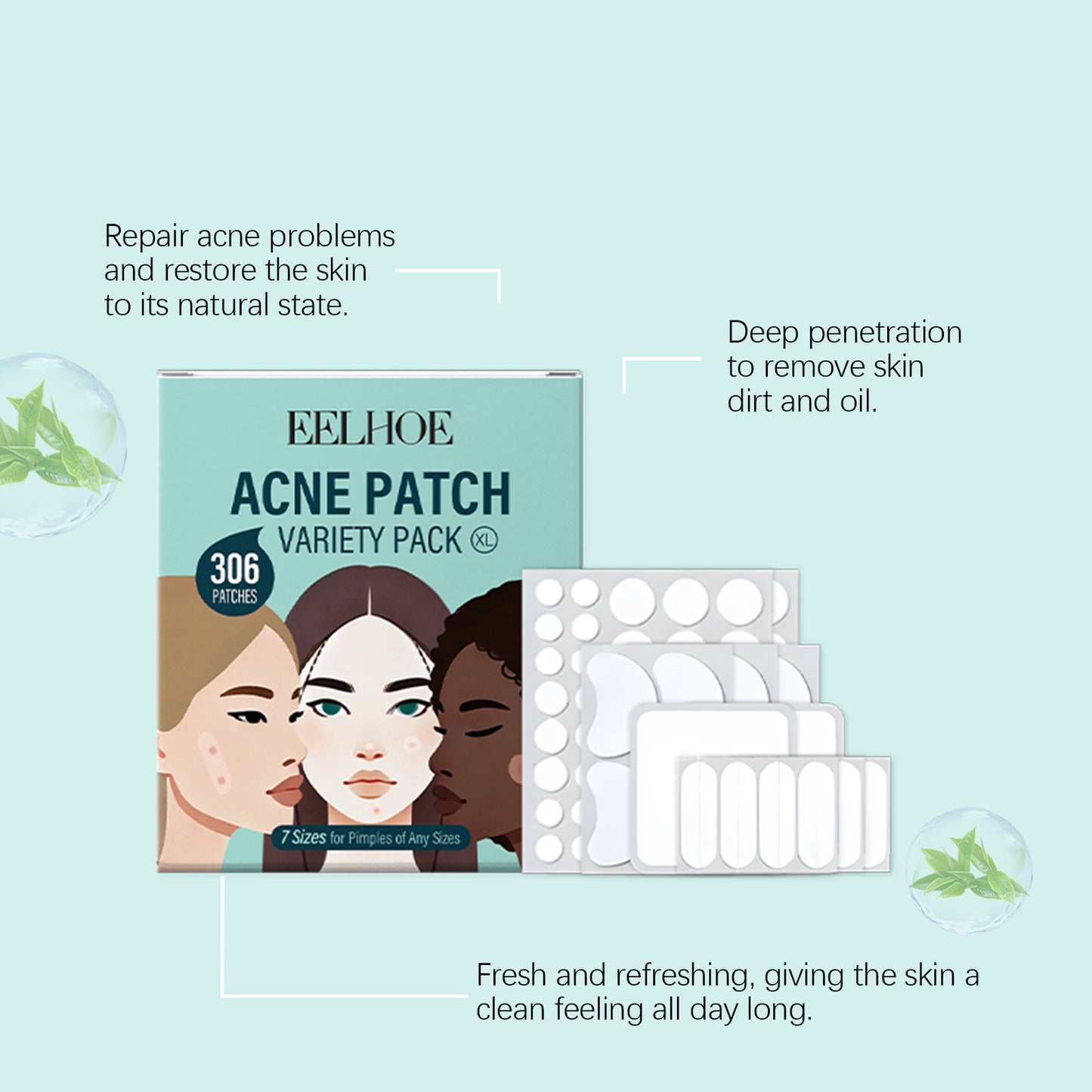 EELHOE Acne Patch Skin Care Set, Facial Daily Gentle Cleansing Care Soothing Nourishing Skin Care Patch