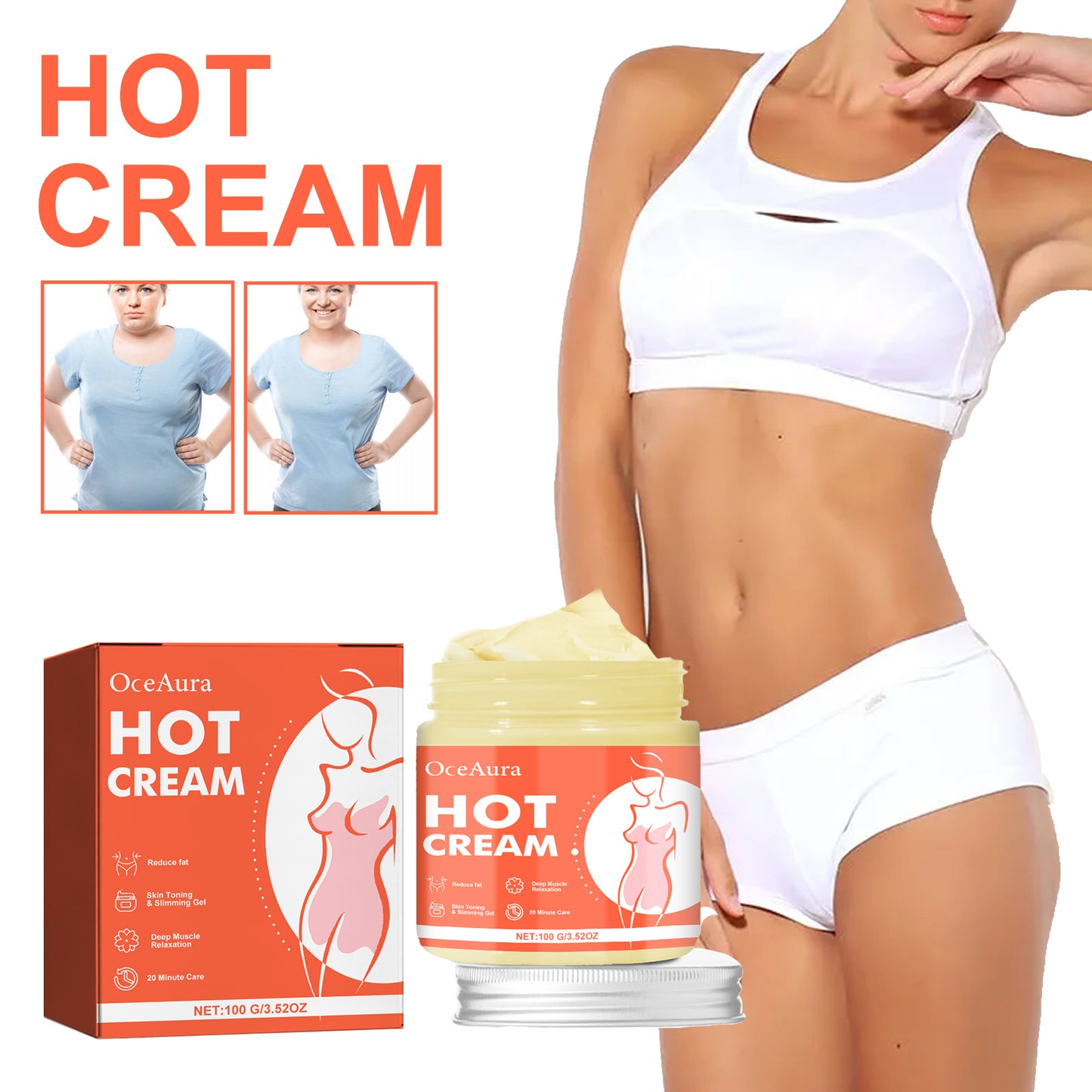 OceAura Body Care Cream Nourishes The Skin On The Arms And Body, Highlighting The Curves Of The Figure. Daily Care Massage Cream