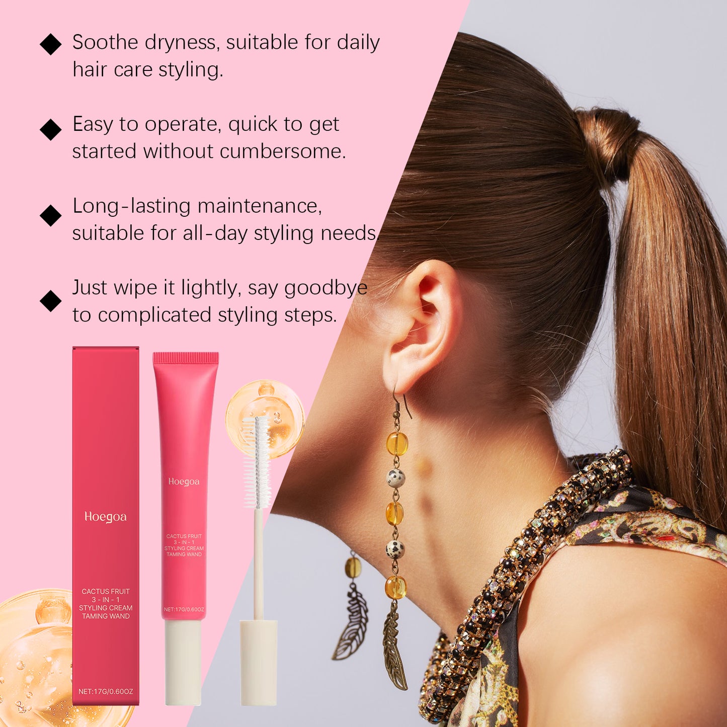 Hoegoa Hair Care & Styling Cream, Gentle, Soft And Glossy Natural Styling & Styling Nourishes Hair Everyday