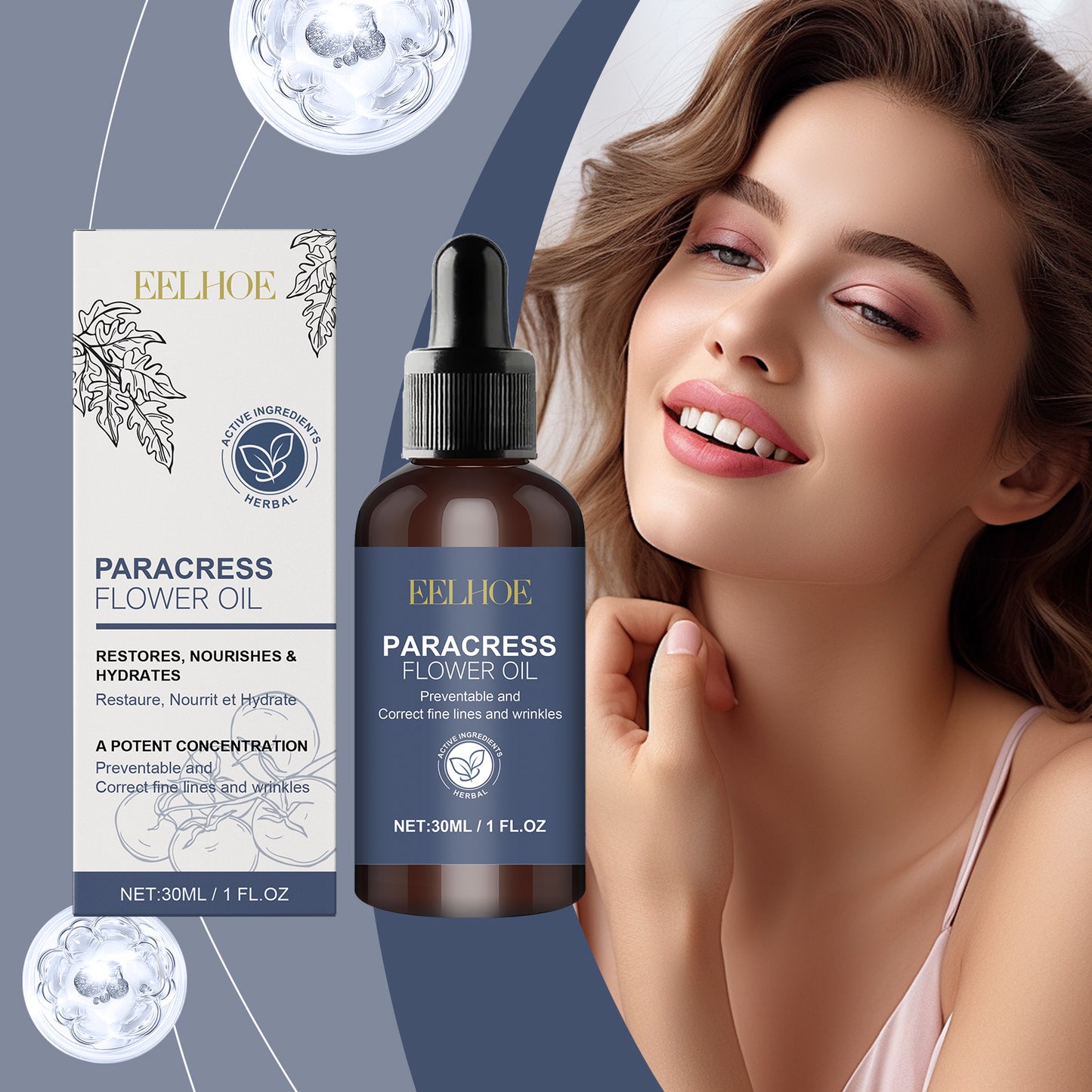 EELHOE Anti-Aging Facial Firming Essential Oil, Facial Cleansing Gentle Nourishing Moisturizing Multi-Purpose Care Essence