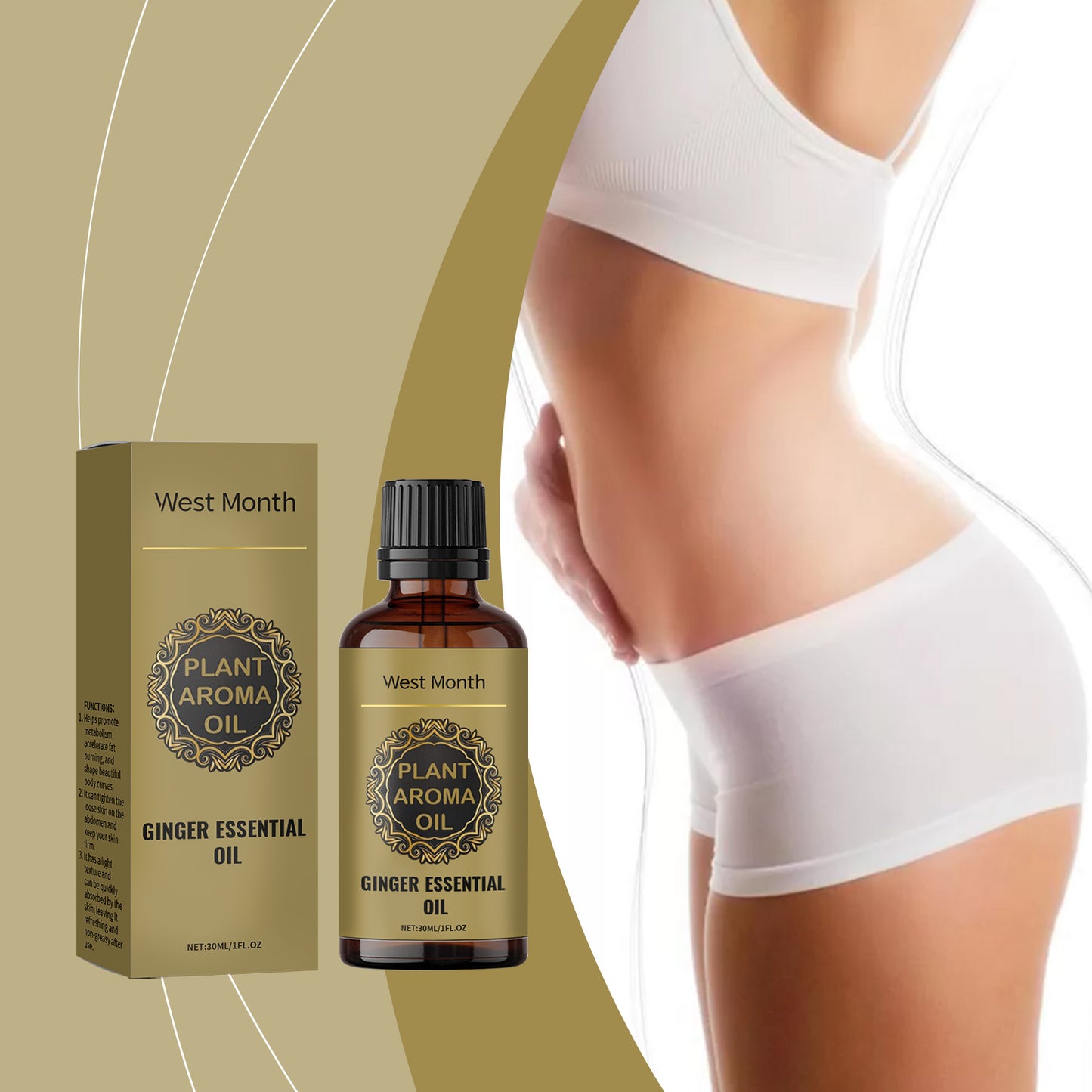 West&Month Skin Firming Body Oil, Herbal Essence Moisturizing And Firming Body Care Oil For Lazy Skin