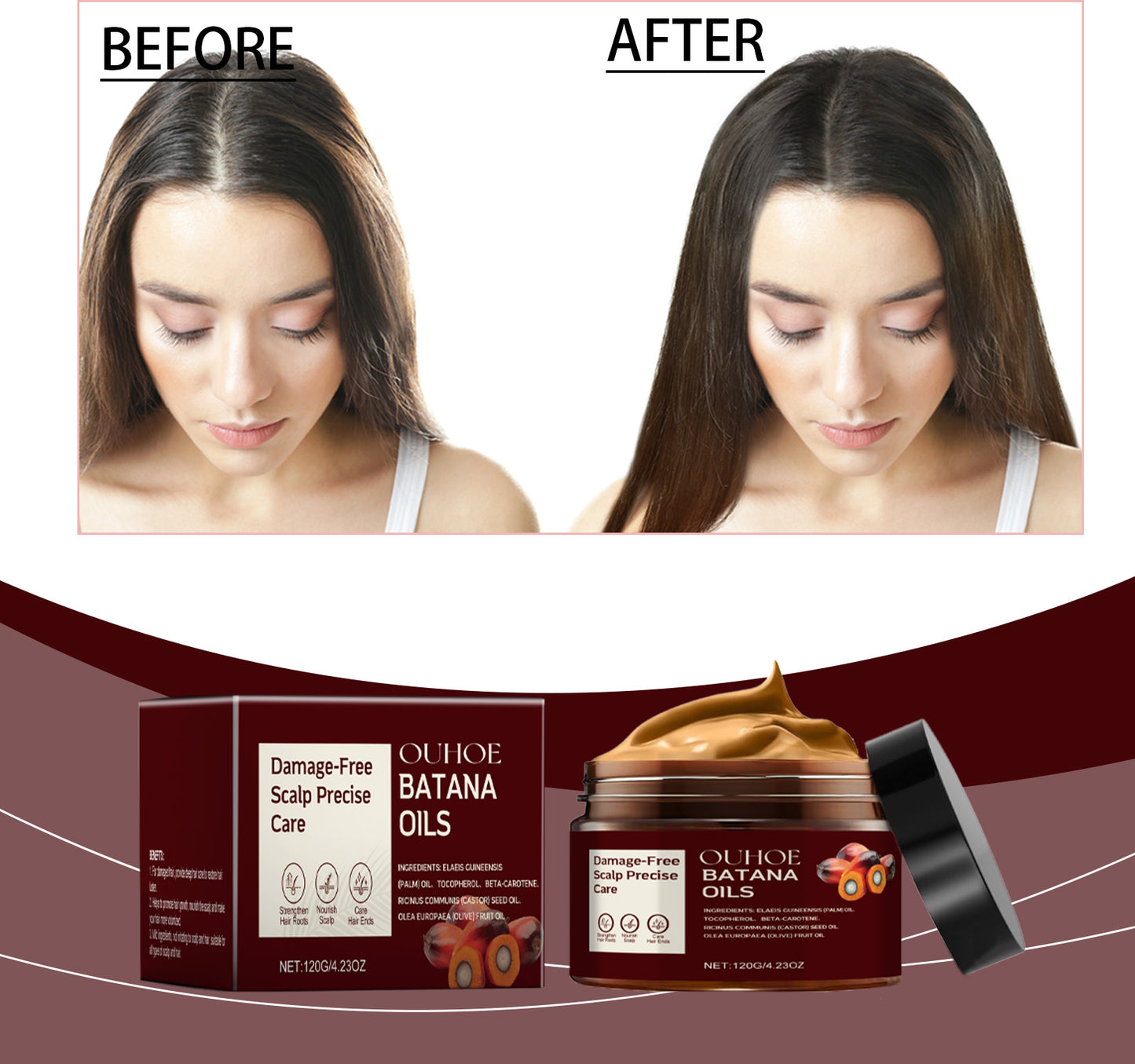 OUHOE  Batana Hair Care Mask Nourishes Hair And Restores Dry Hair At The End