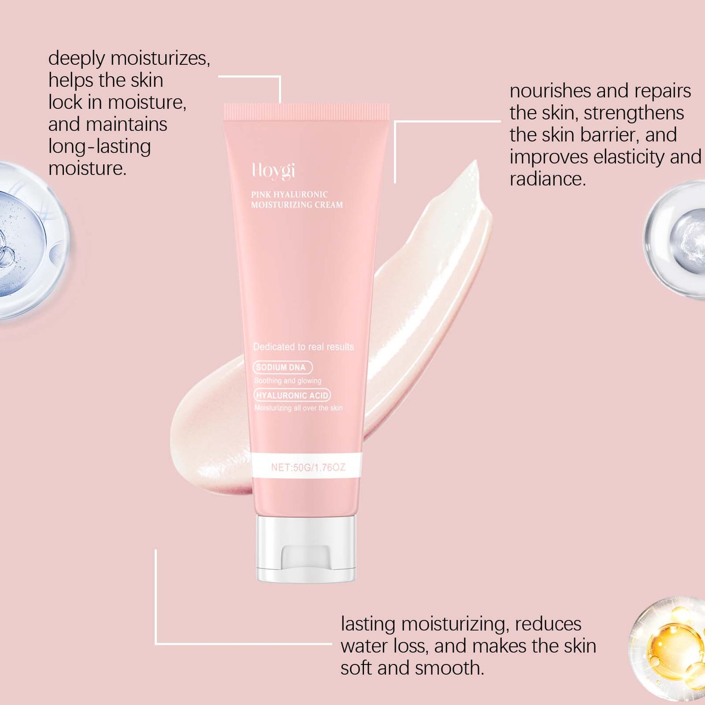 Hoygi Hyaluronic Acid Moisturizer, Gentle Hydrating, Nourishing And Brightening Facial Skin Gloss Care Cream