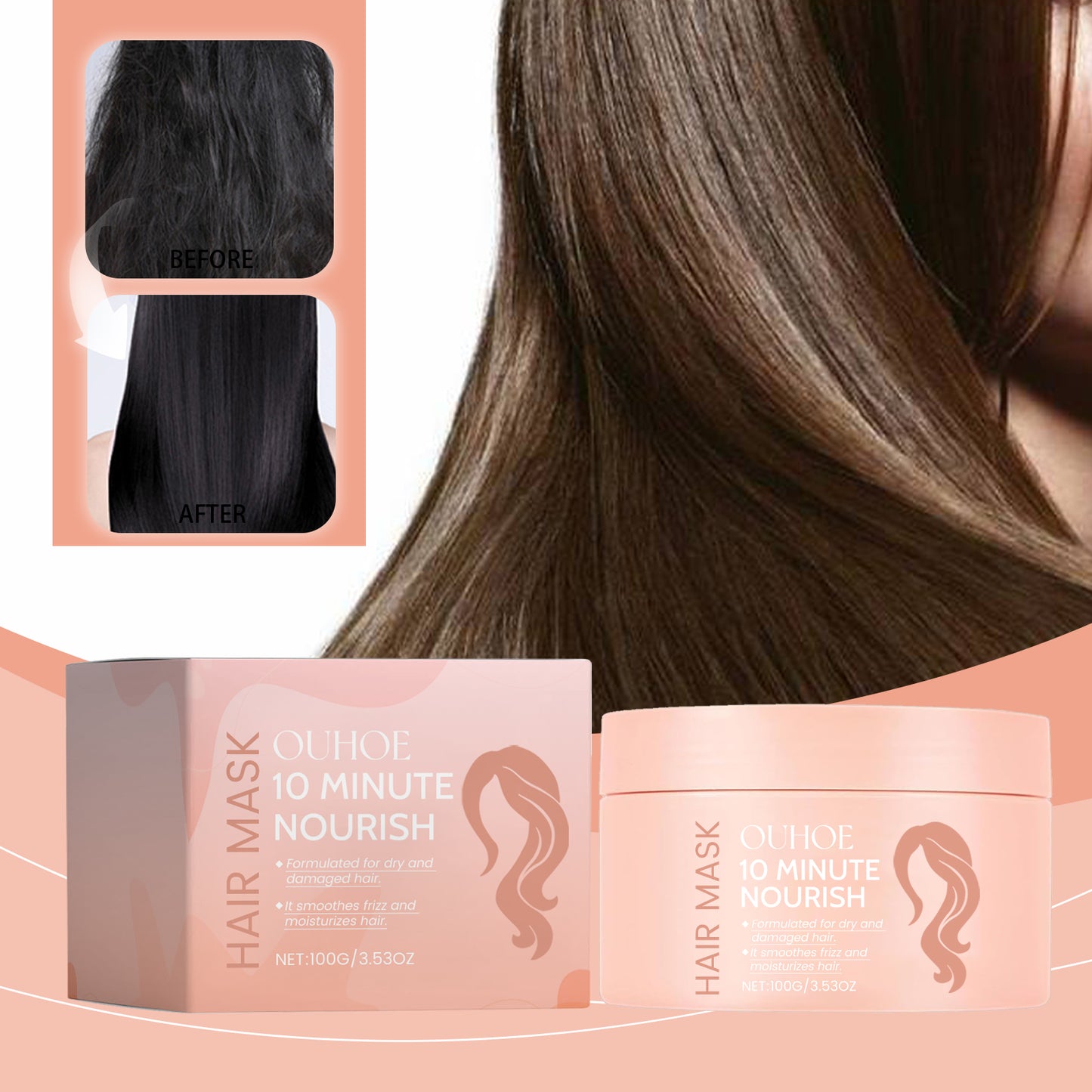 OUHOE 10 Minute Superfood Hair Mask, Nourishing And Hydrating Repair Dry And Irritated Hair Smooth Glossy Oil Control Hair Mask