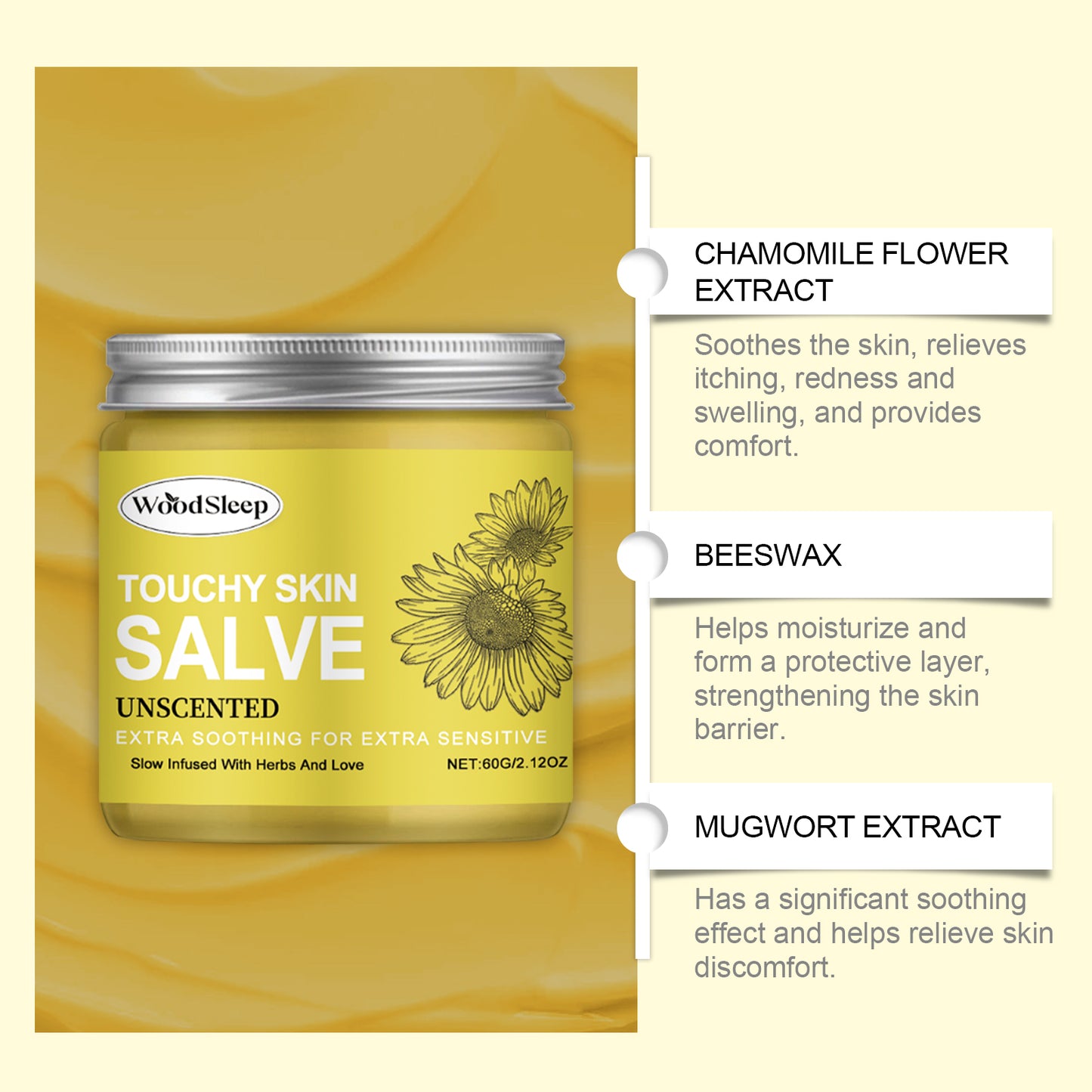 WoodSleep Herbal Skin Soothing Cream Gently Relieves Dryness And Redness, Hydrates And Nourishes Skin Care