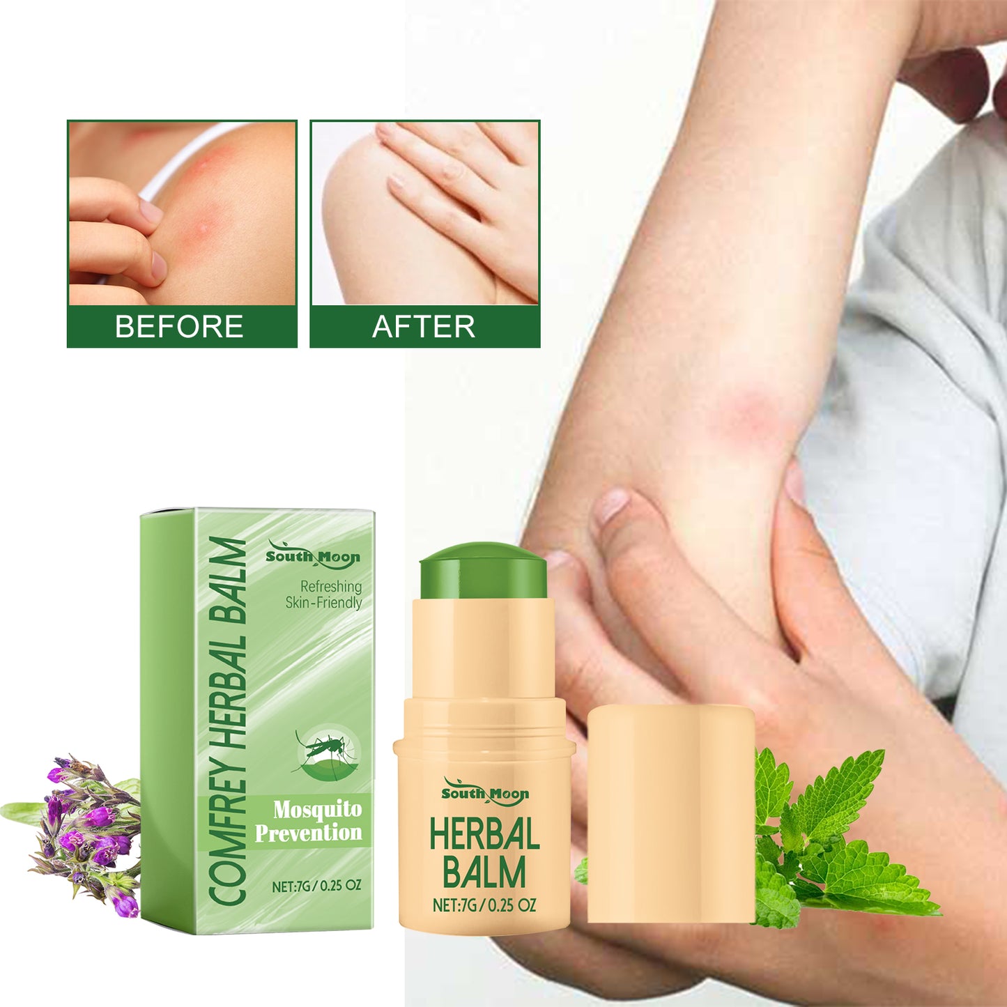 South Moon Comfrey Herbal Balm, Skin Itching Expelling Mosquito Prevent Bites Radix Arnebiae Seu Lithospermi Care Cream