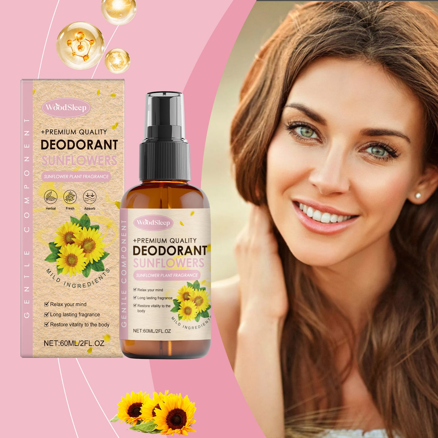 WoodSleep Sunflower Magnesium Oil Spray supplements with magnesium to soothe the body, nourish sleep and boost vitality