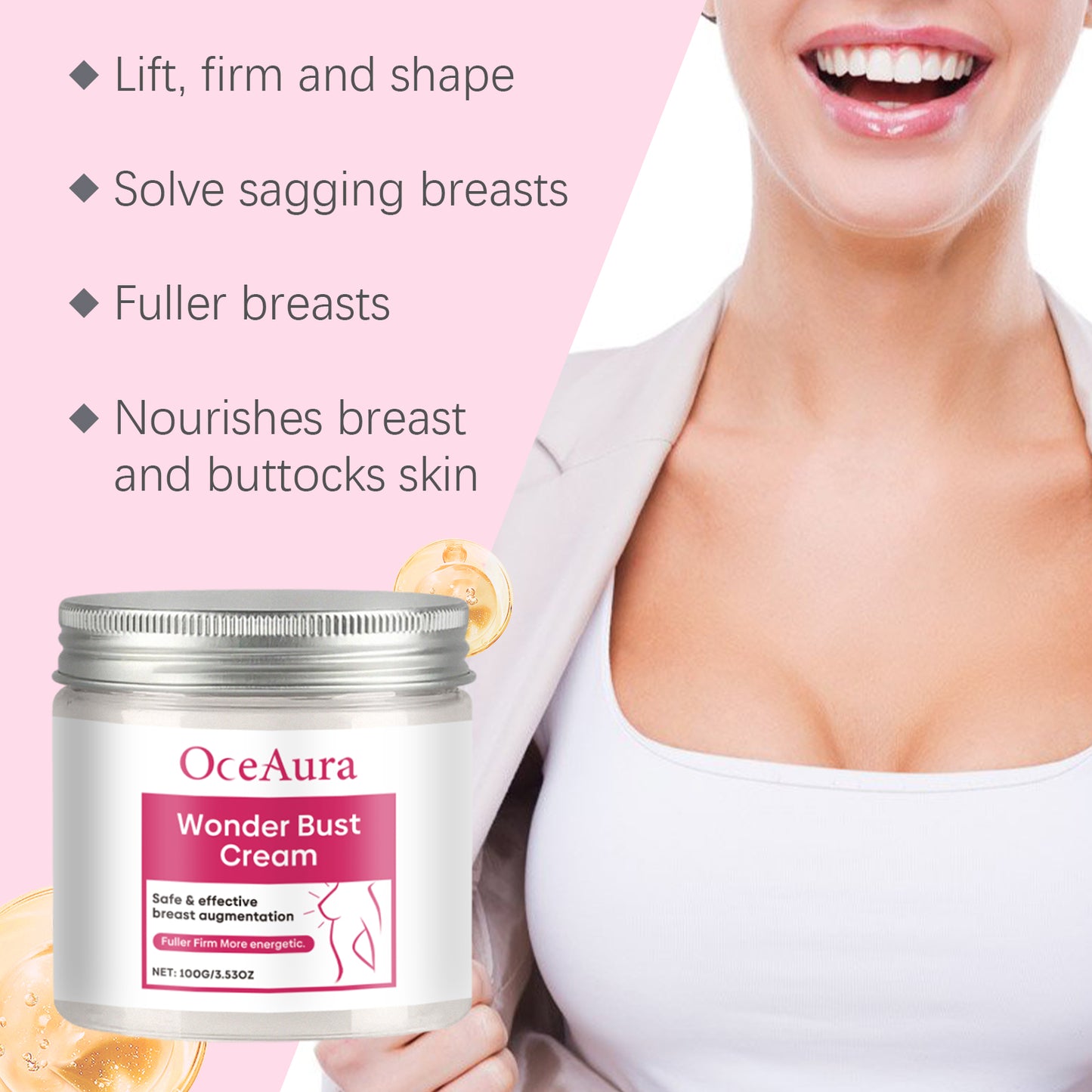 OceAura Breast Care Cream Plump And Nourish Breast Skin Lift Line Elastic Massage Treatment Cream