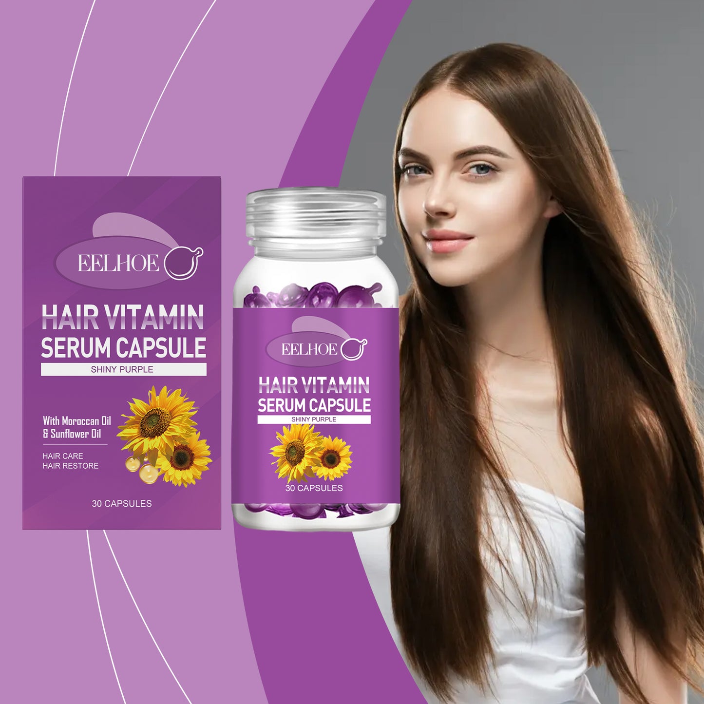 EELHOE Hair Essential Oil Treatment Capsule Scalp Massage Nutrition Moisturizing Hair Repair Supple Care Essential Oil
