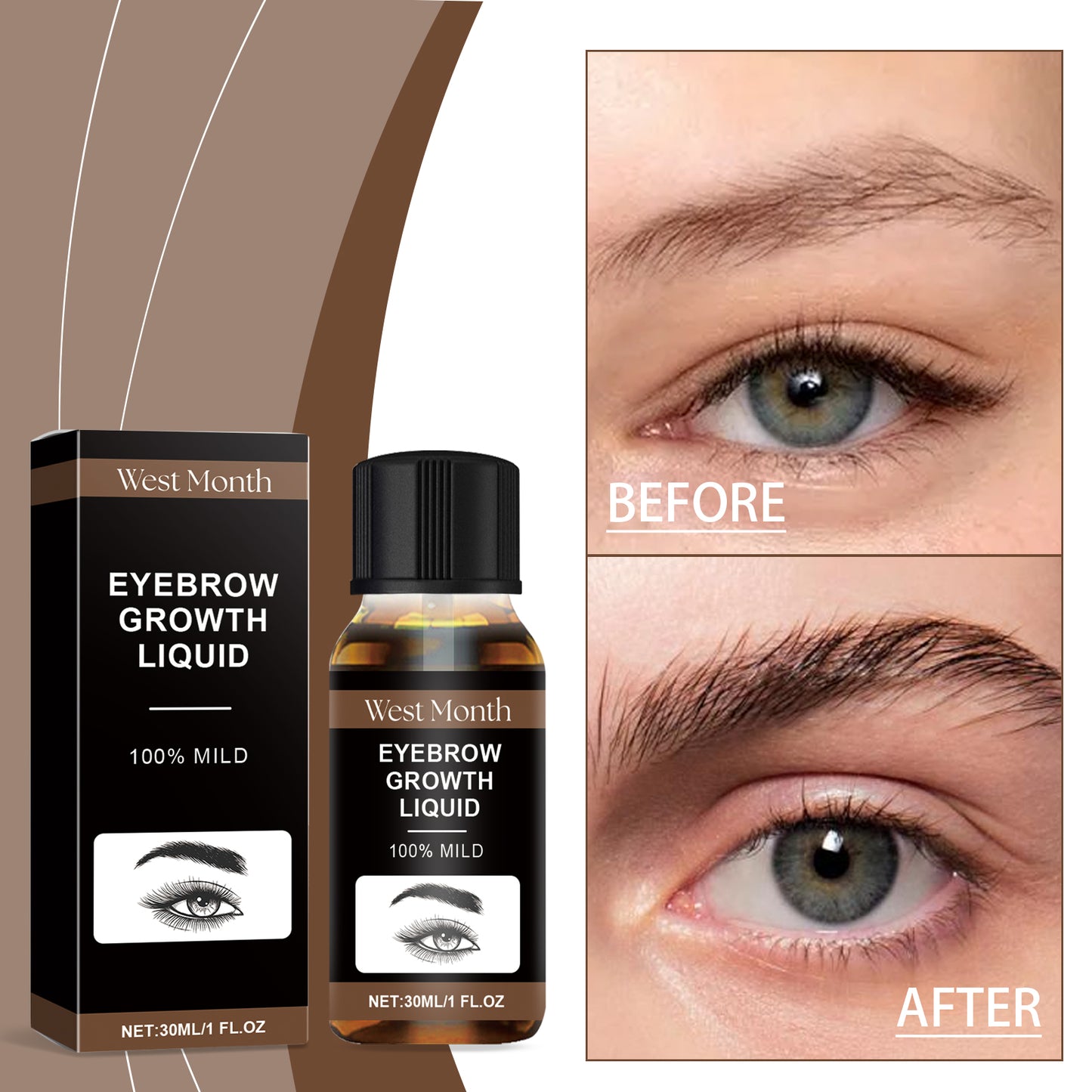 West&Month Eyebrow Care Essential Oil, Gentle Moisturizing Brow Root Sweet Natural Beauty Care Solution