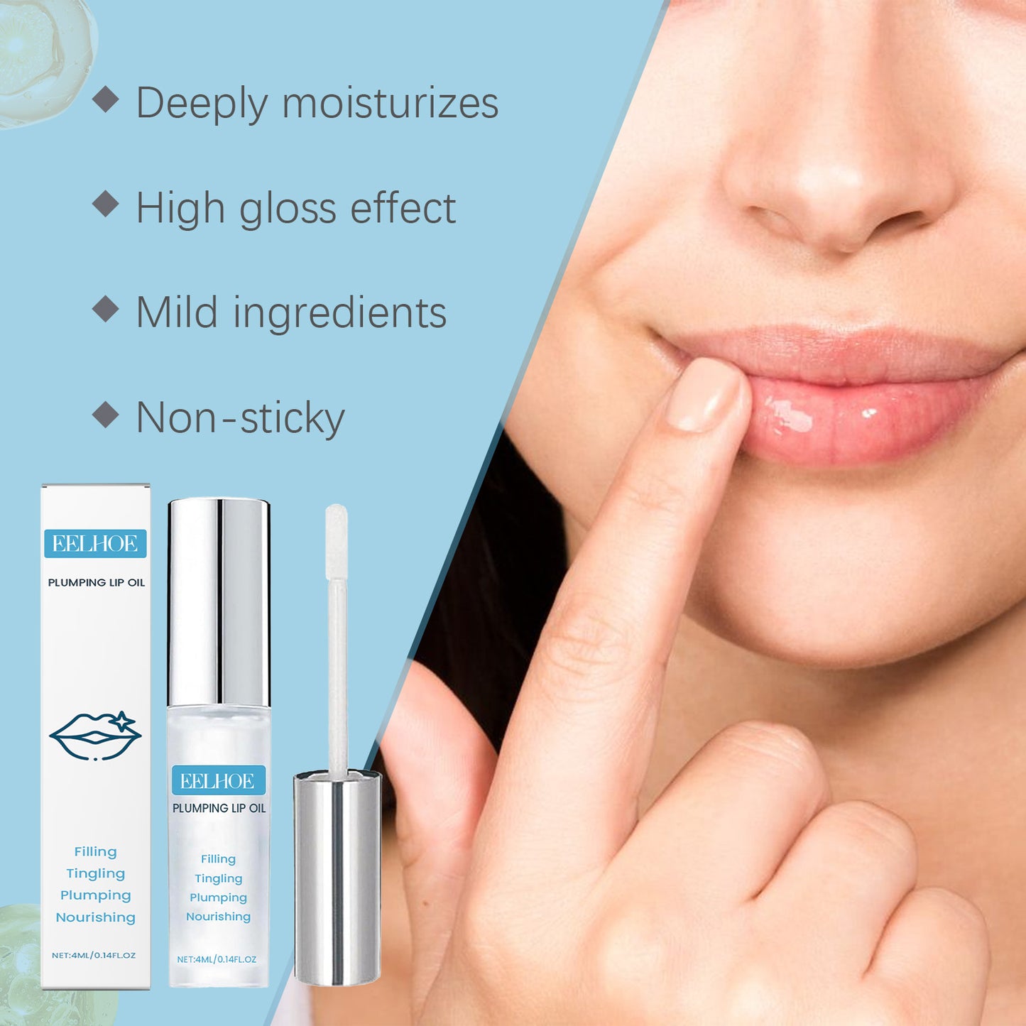 EELHOE Aceite Hidratante para Labios, Hidrata, Humecta, Suaviza, Cuidado Delicado e Hidrata la Piel de los Labios – Aceite Labial Diario (Labios)