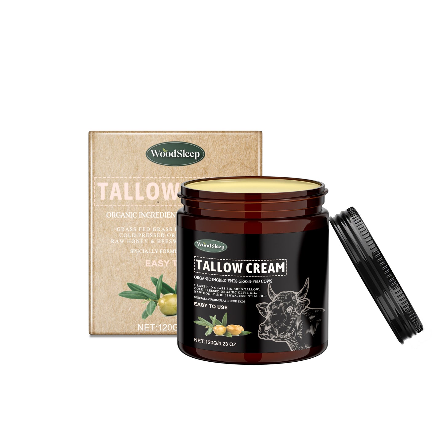 WoodSleep Tallow Creme Skin Moisturizer Acne Care Hydrates And Nourishes Skin Elasticity